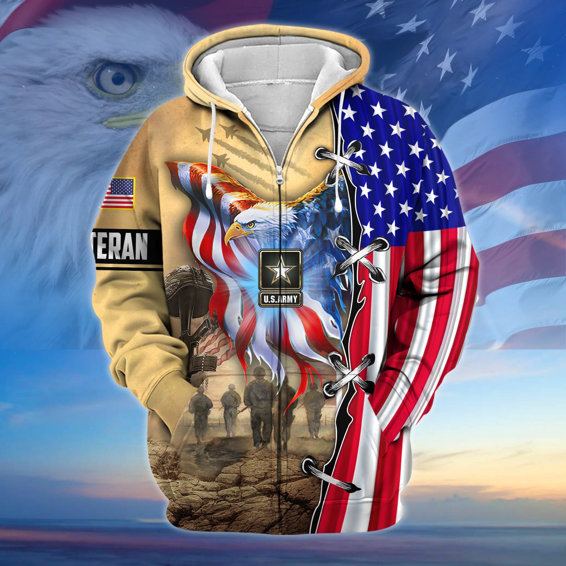 Premium Honoring All Who Served US Veteran Zip Hoodie APVC290801