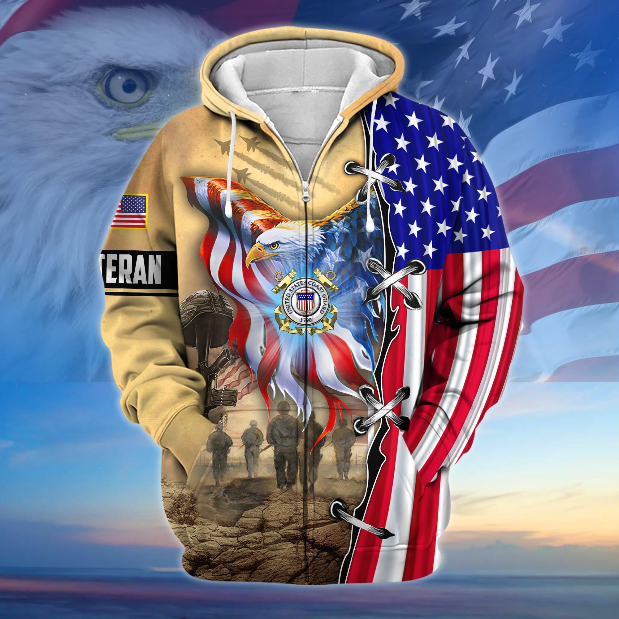 Premium Honoring All Who Served US Veteran Zip Hoodie APVC290801