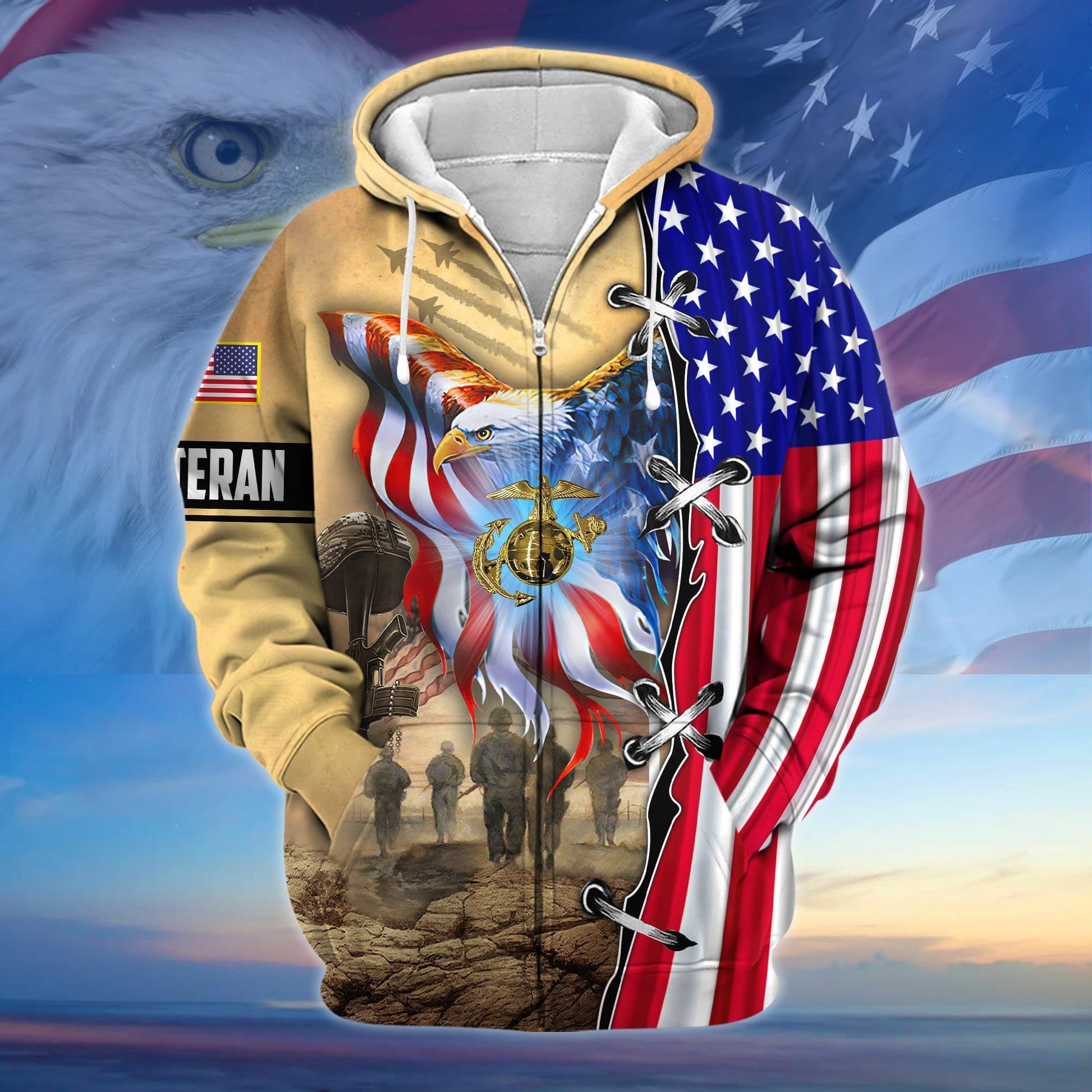Premium Honoring All Who Served US Veteran Zip Hoodie APVC290801