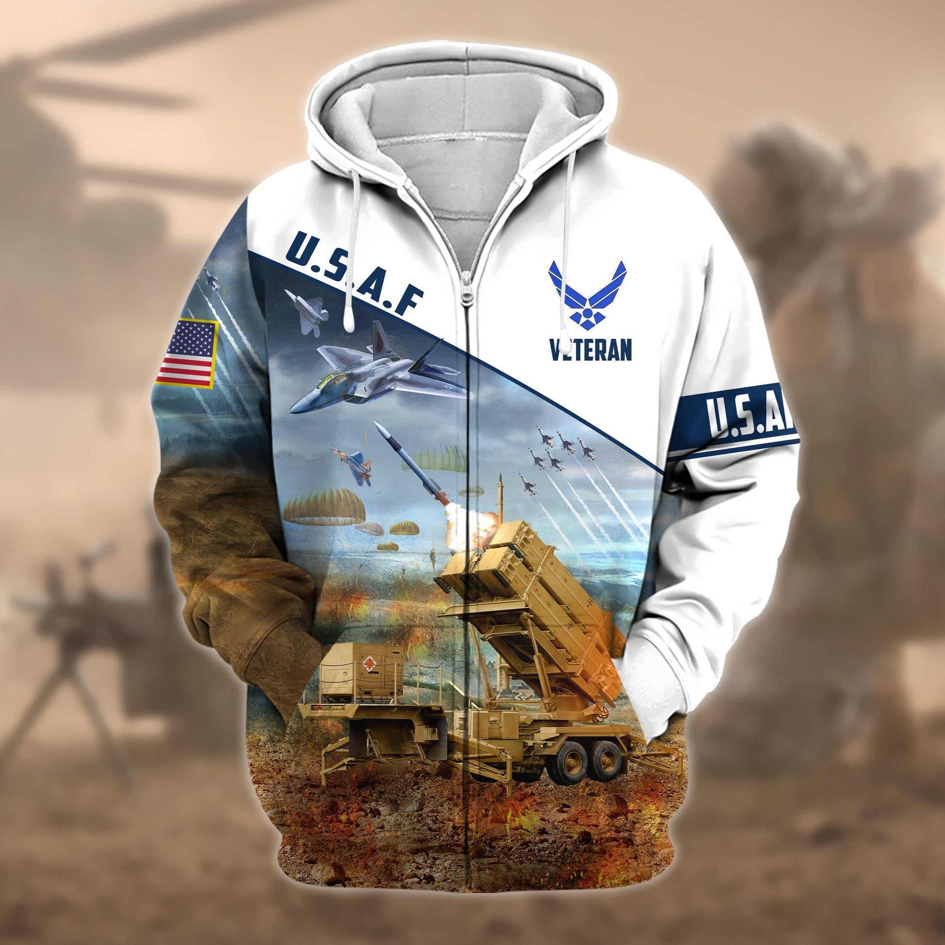 Premium Proudly Served US Veteran Zip Hoodie APVC250801
