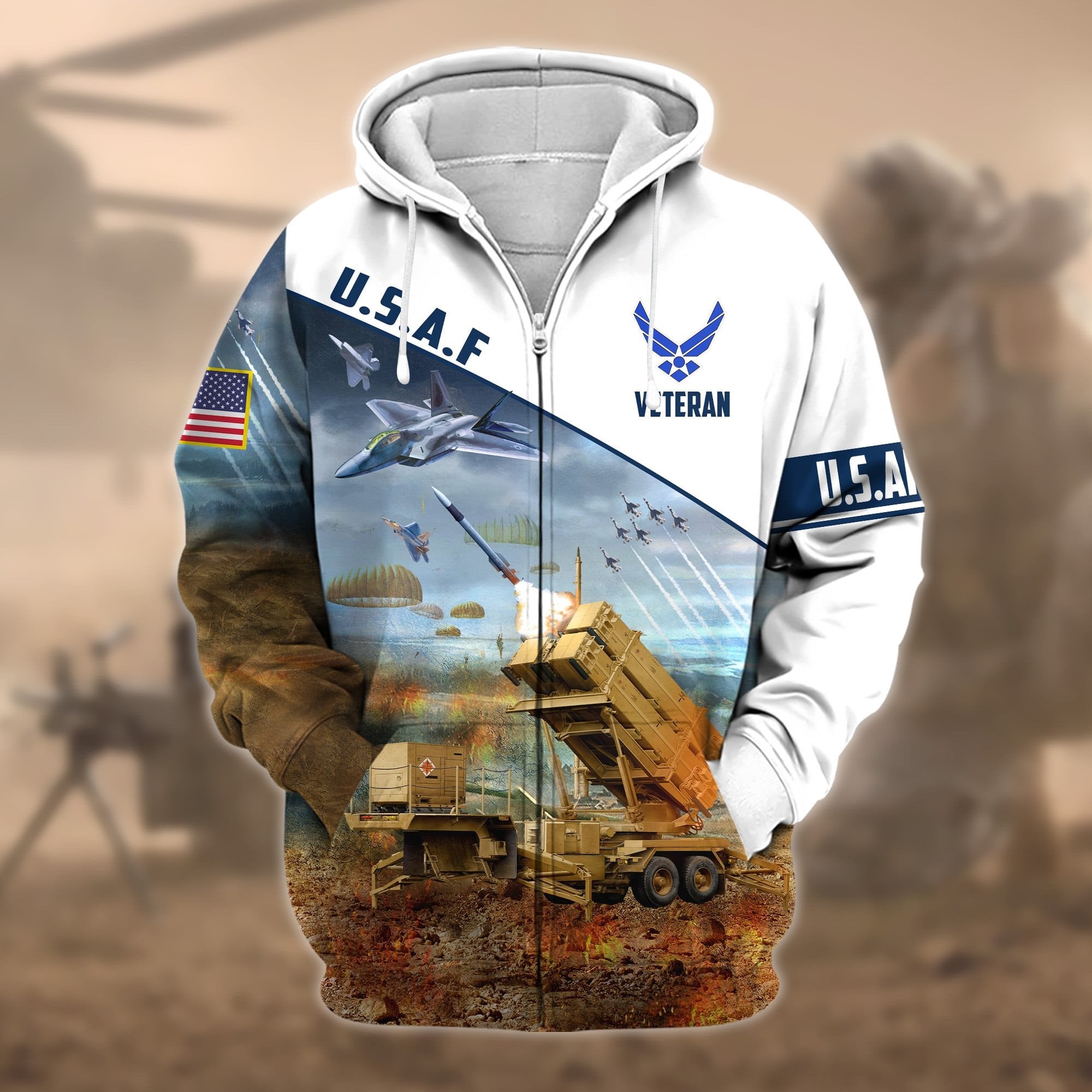 Premium Proudly Served US Veteran Zip Hoodie APVC250801