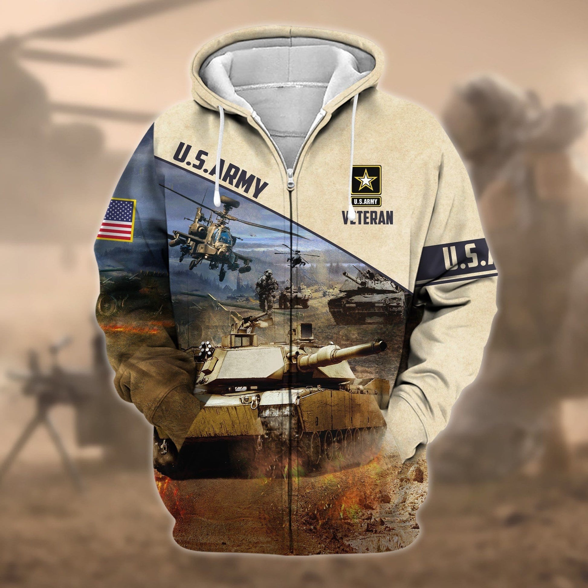 Premium Proudly Served US Veteran Zip Hoodie APVC250801