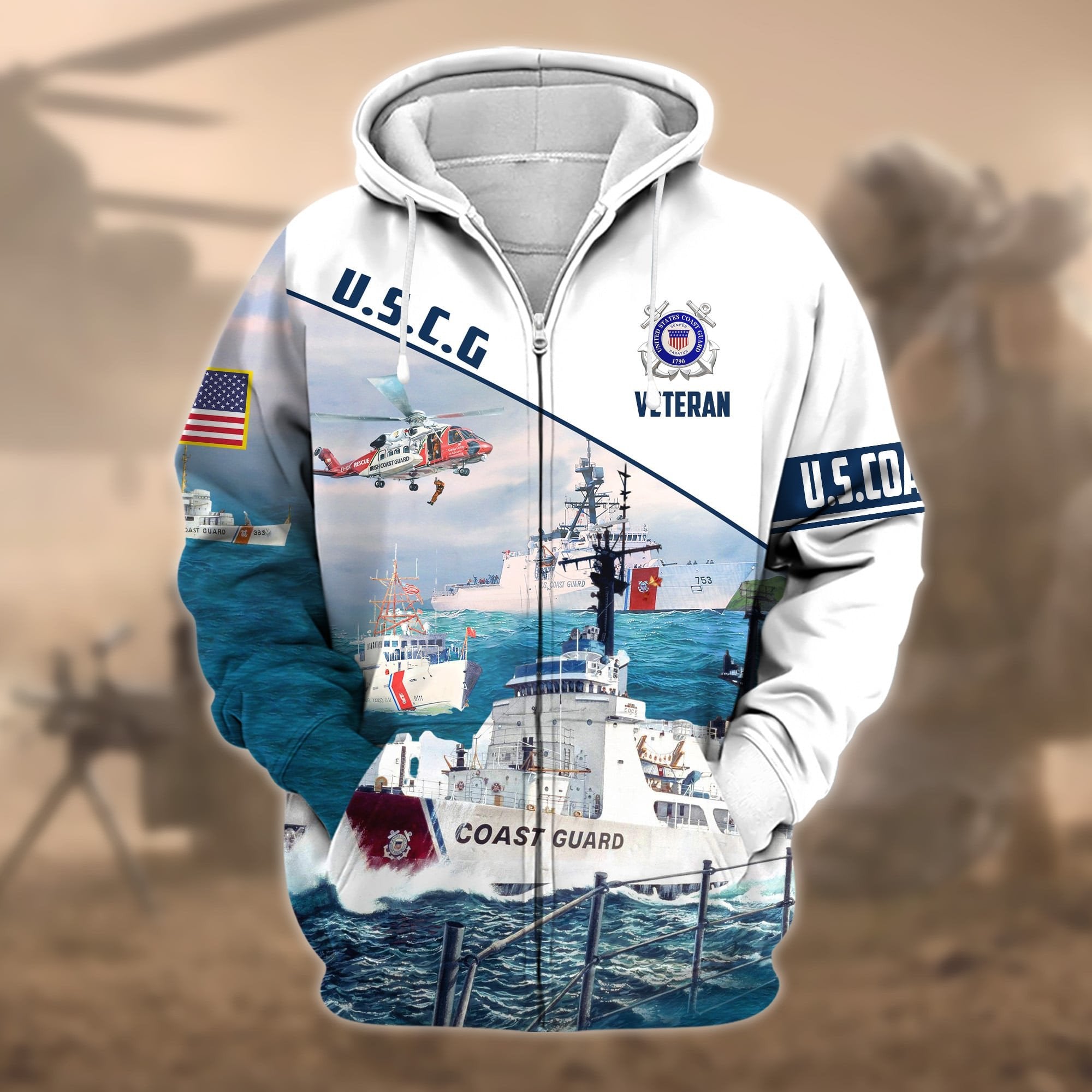 Premium Proudly Served US Veteran Zip Hoodie APVC250801