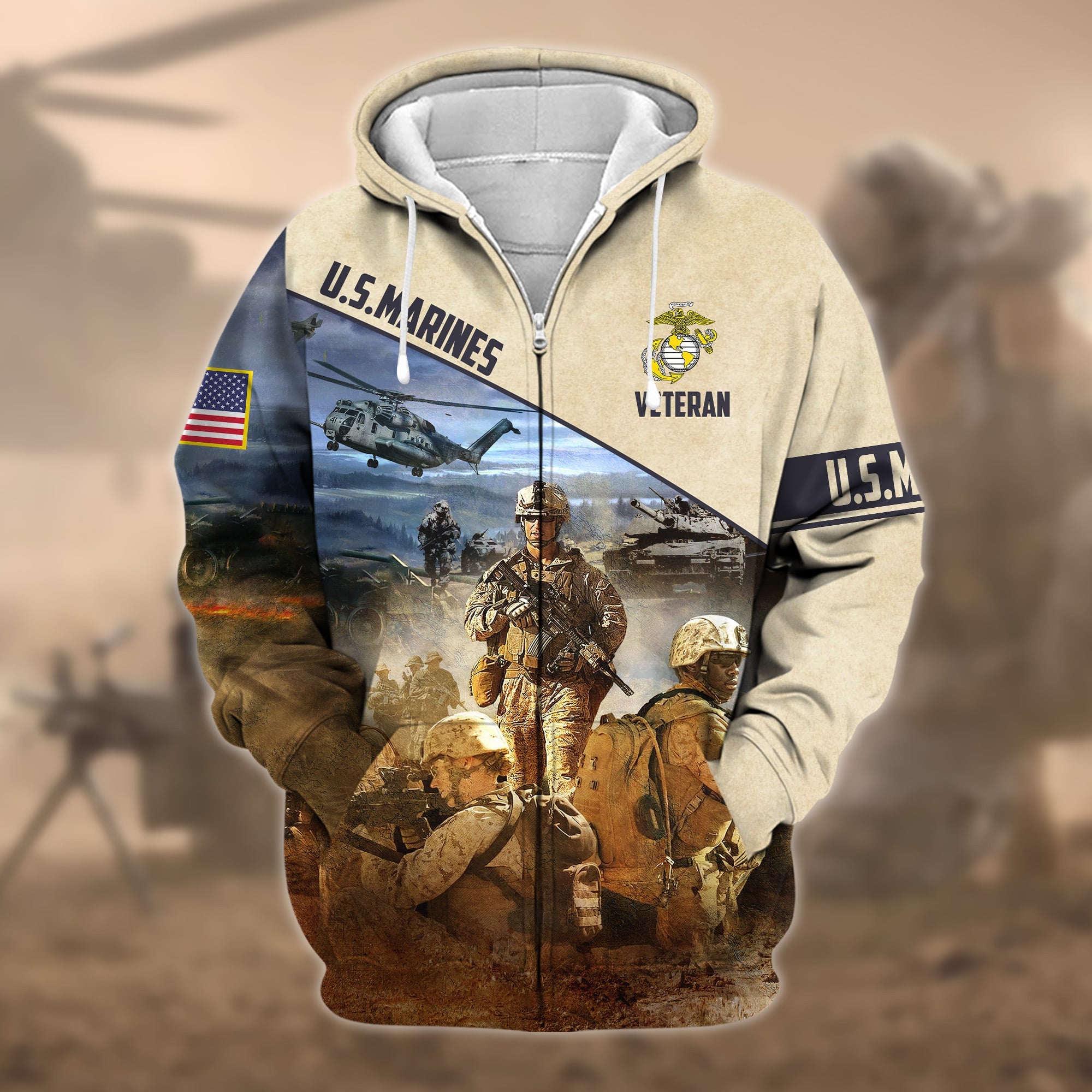 Premium Proudly Served US Veteran Zip Hoodie APVC250801