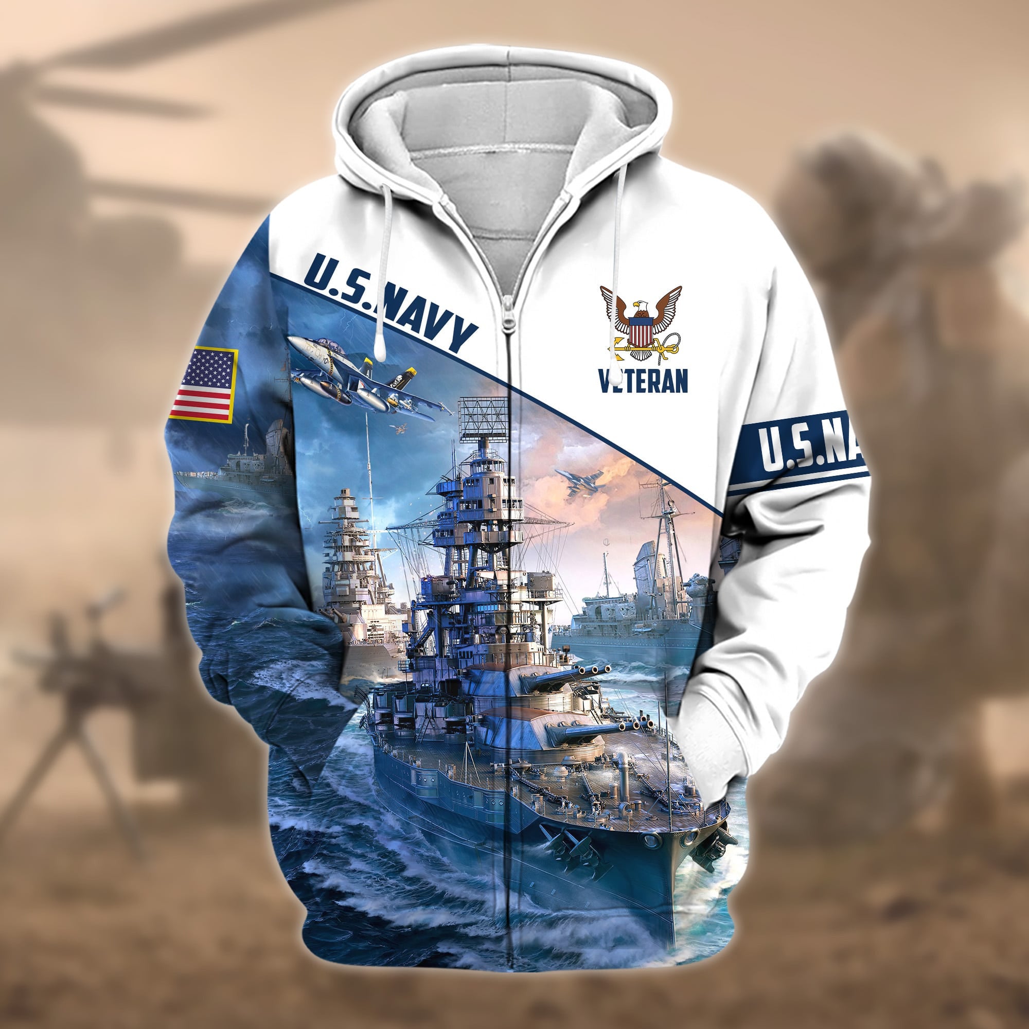 Premium Proudly Served US Veteran Zip Hoodie APVC250801