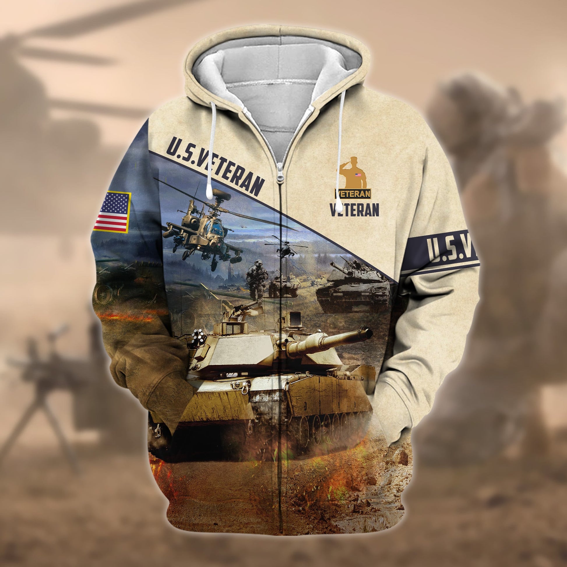 Premium Proudly Served US Veteran Zip Hoodie APVC250801
