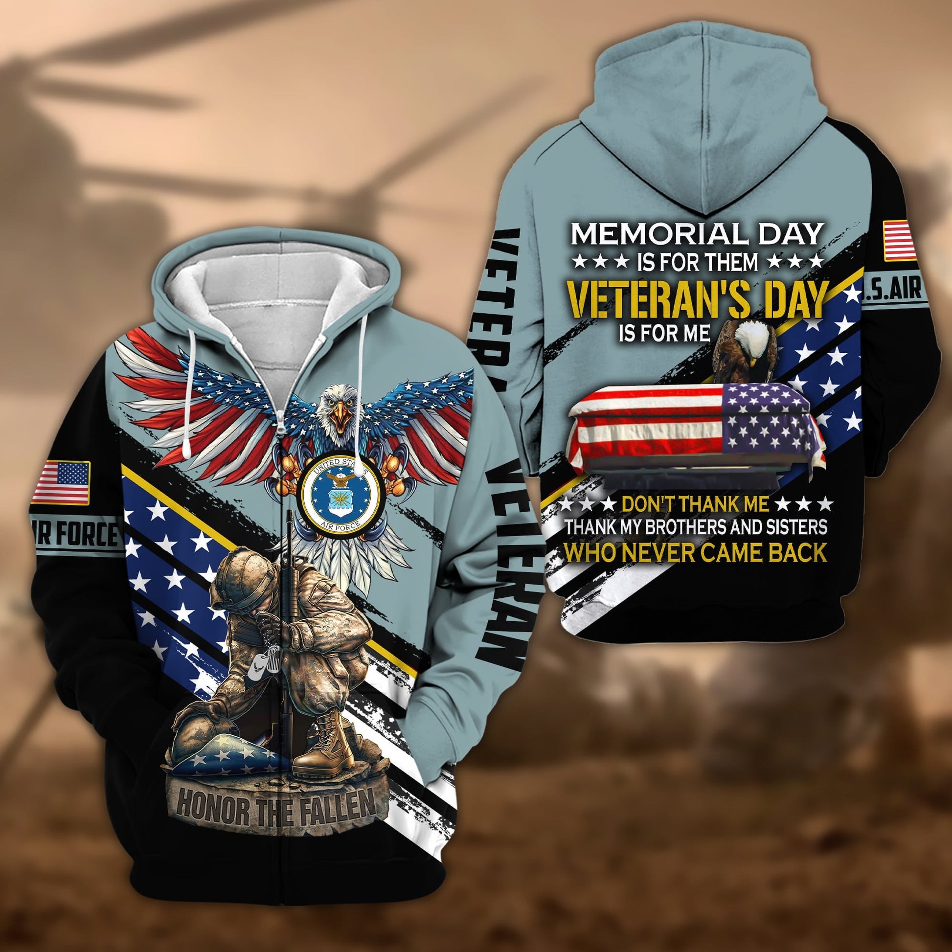 Premium Memorial Day Is For Them Veteran's Day Is For Me US Veteran Zip Hoodie APVC060901