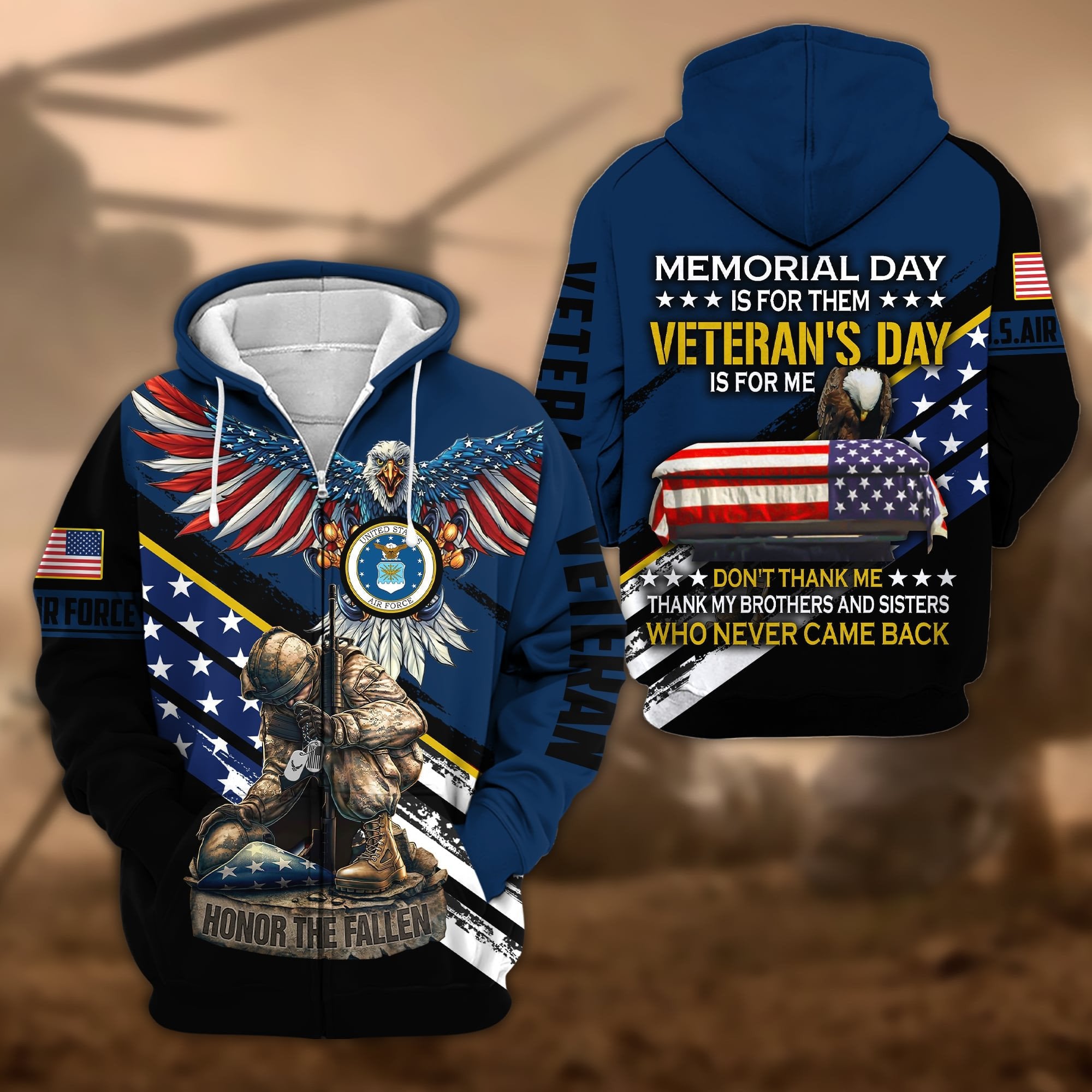 Premium Memorial Day Is For Them Veteran's Day Is For Me US Veteran Zip Hoodie APVC060901