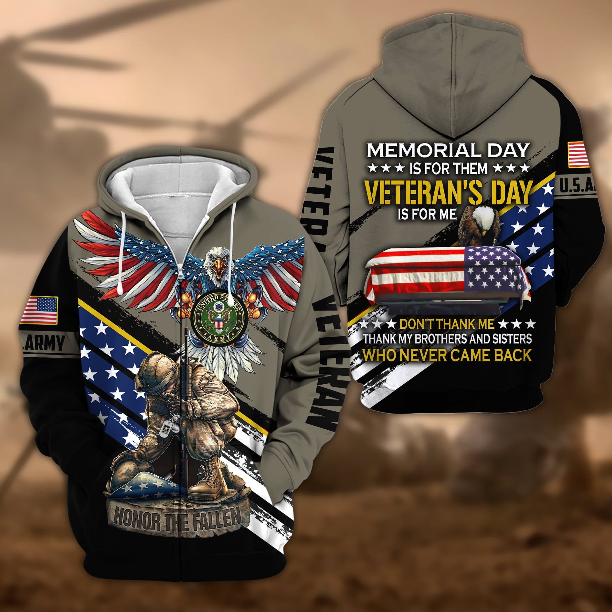 Premium Memorial Day Is For Them Veteran's Day Is For Me US Veteran Zip Hoodie APVC060901
