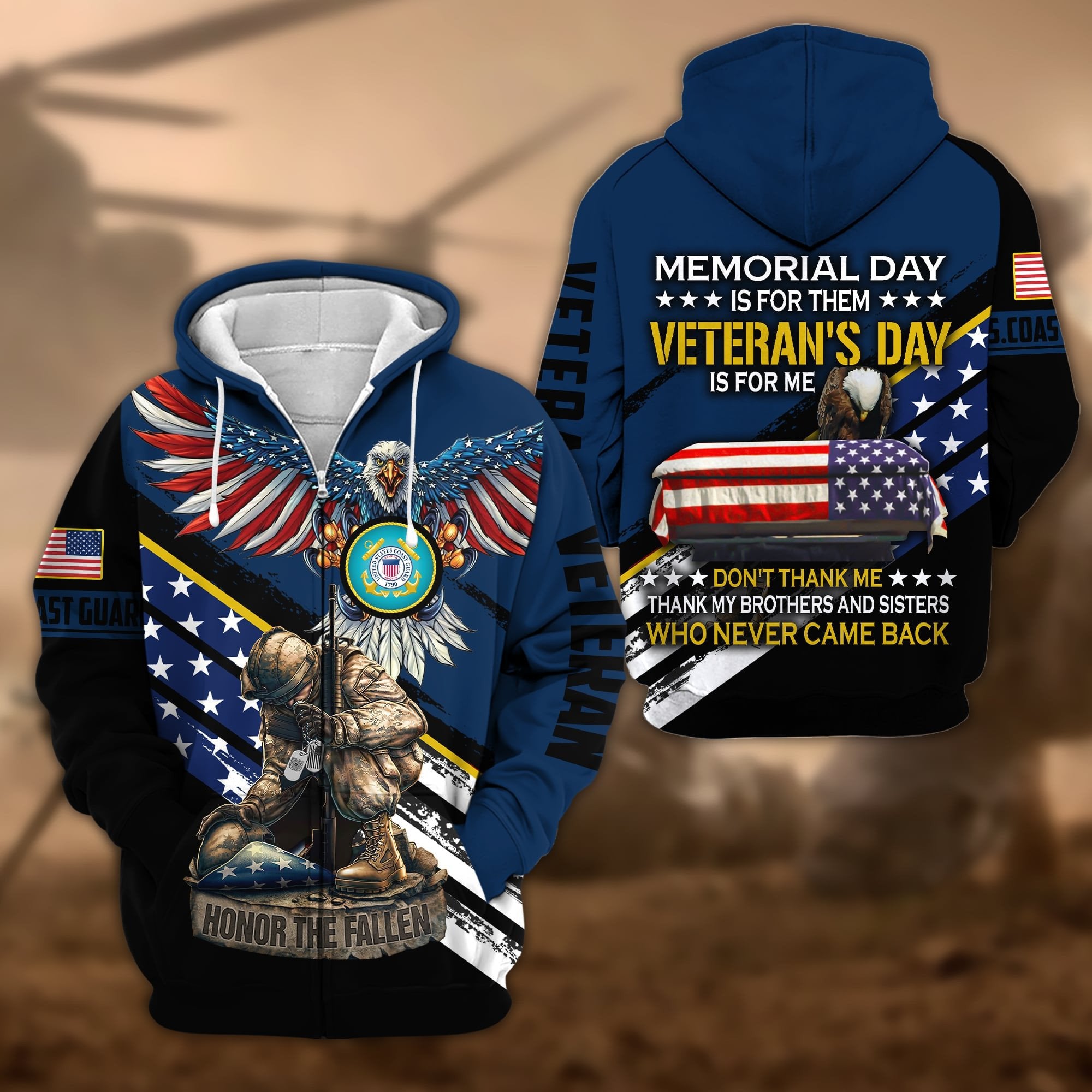 Premium Memorial Day Is For Them Veteran's Day Is For Me US Veteran Zip Hoodie APVC060901