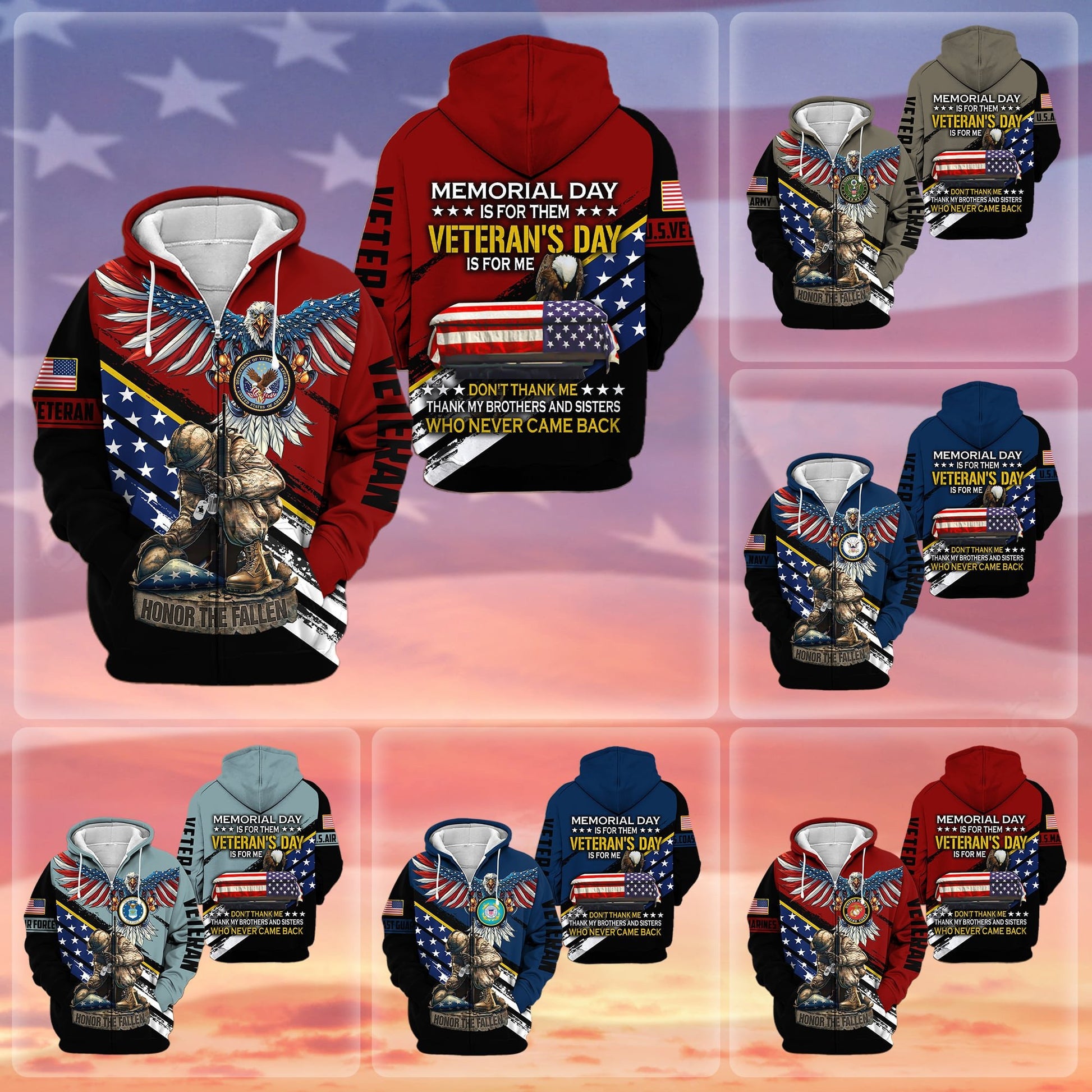 Premium Memorial Day Is For Them Veteran's Day Is For Me US Veteran Zip Hoodie APVC060901