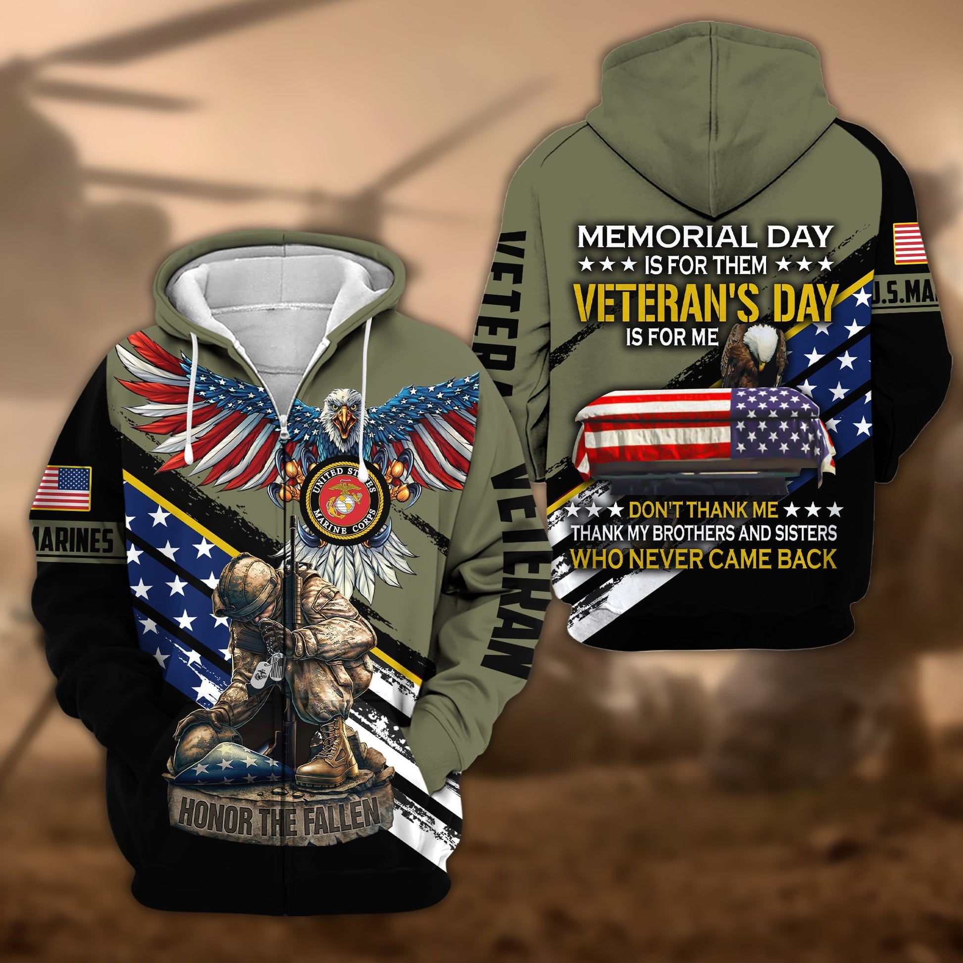 Premium Memorial Day Is For Them Veteran's Day Is For Me US Veteran Zip Hoodie APVC060901