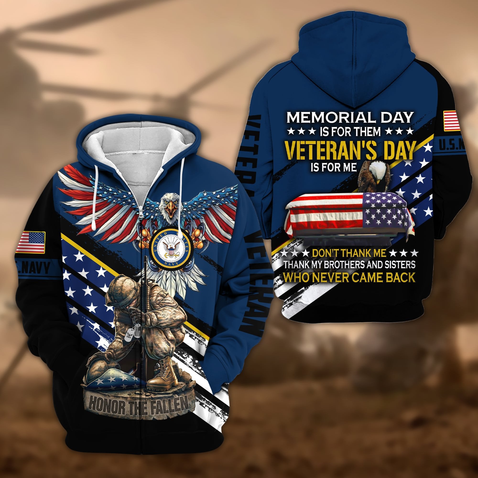 Premium Memorial Day Is For Them Veteran's Day Is For Me US Veteran Zip Hoodie APVC060901