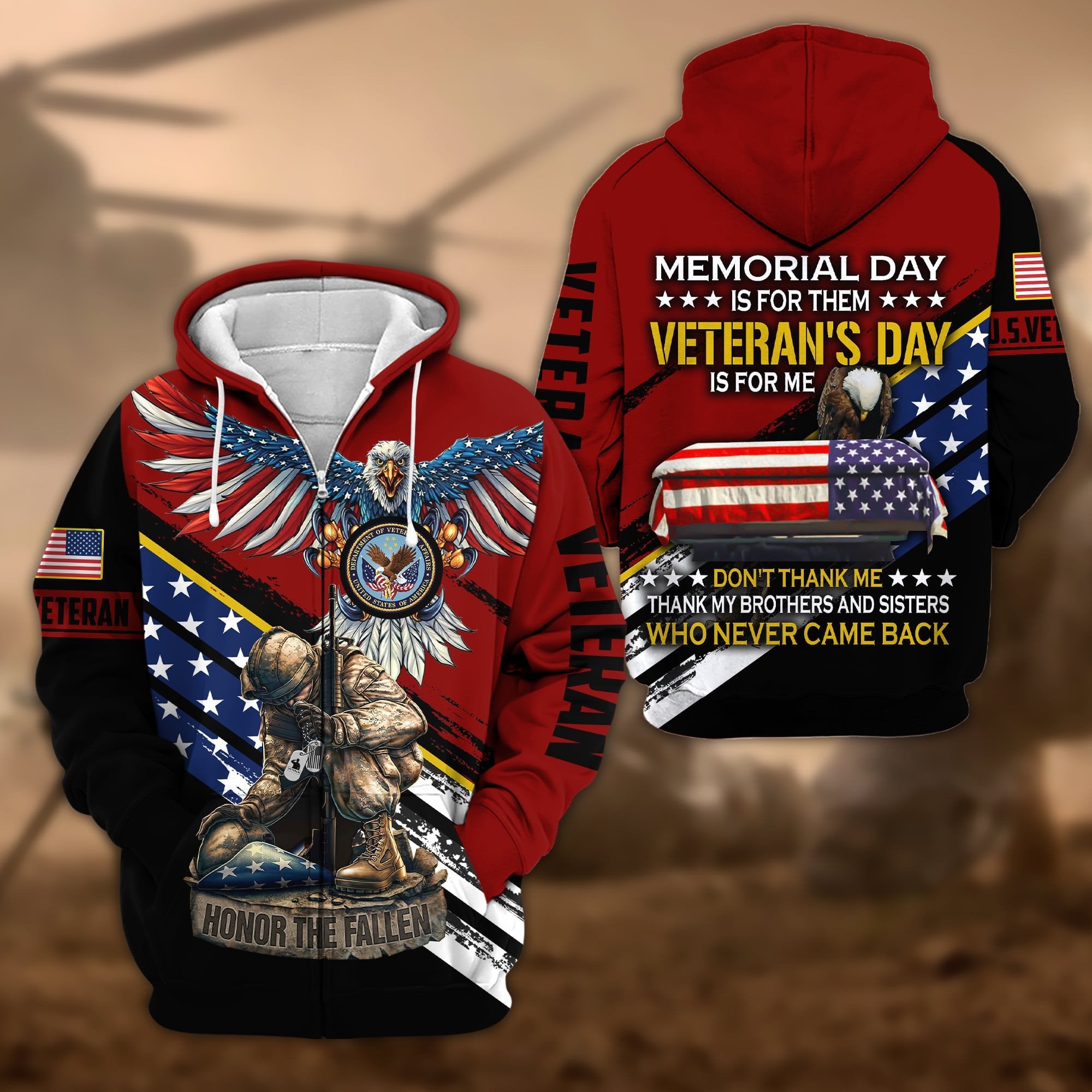 Premium Memorial Day Is For Them Veteran's Day Is For Me US Veteran Zip Hoodie APVC060901