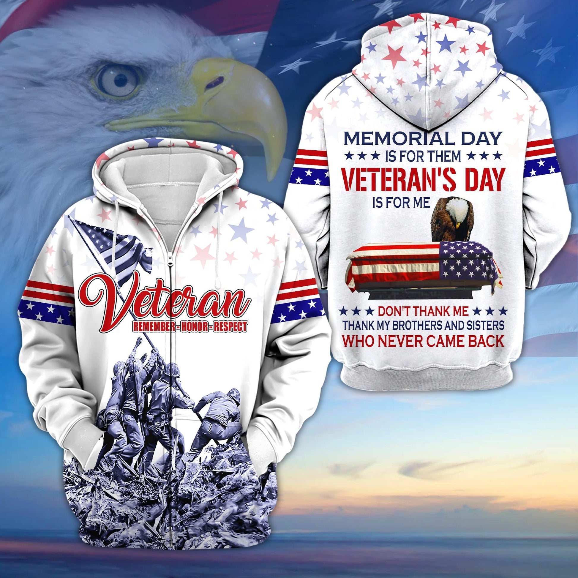 Premium Memorial Day Is For Them Veteran's Day Is For Me US Veteran Zip Hoodie APVC150803
