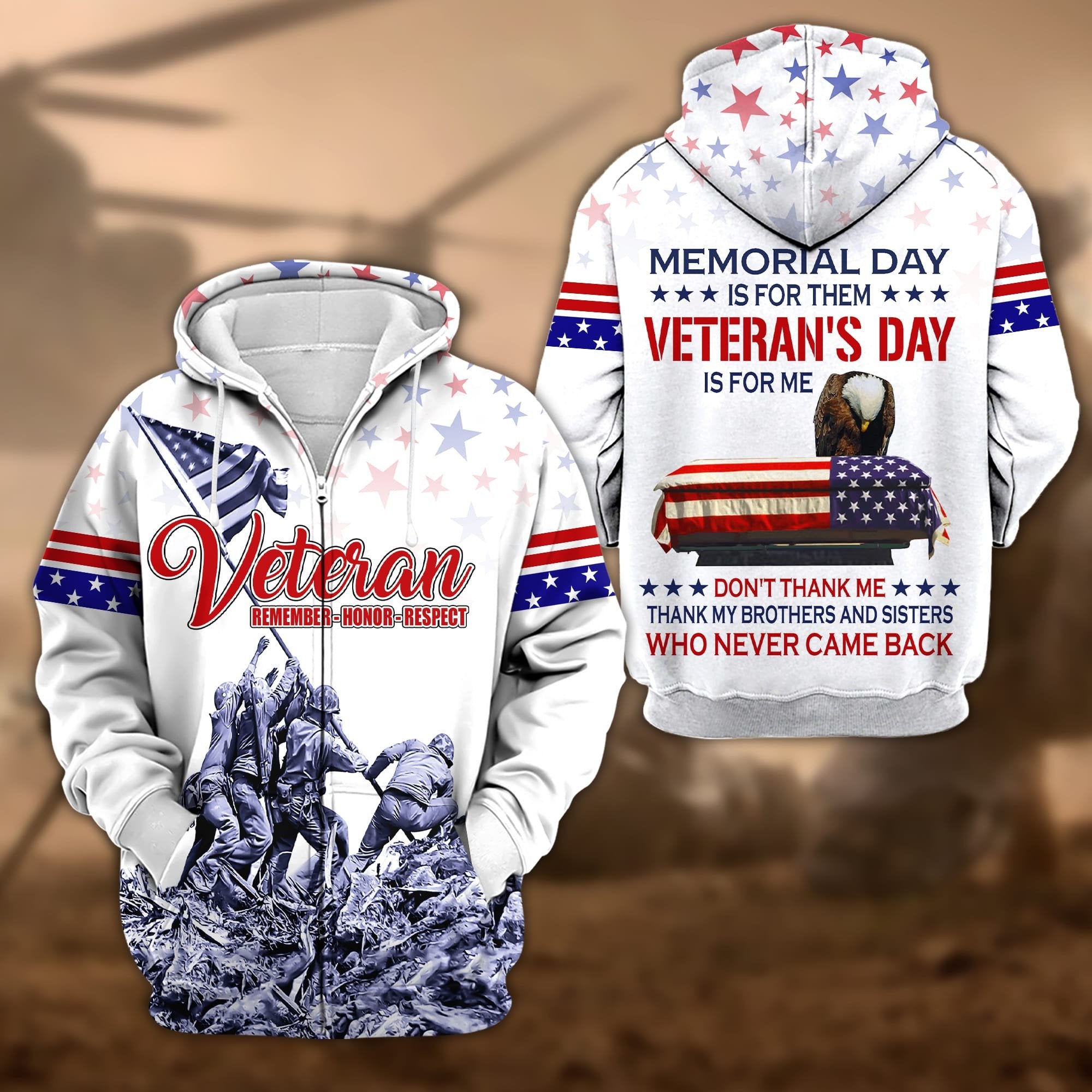 Premium Memorial Day Is For Them Veteran's Day Is For Me US Veteran Zip Hoodie APVC150803