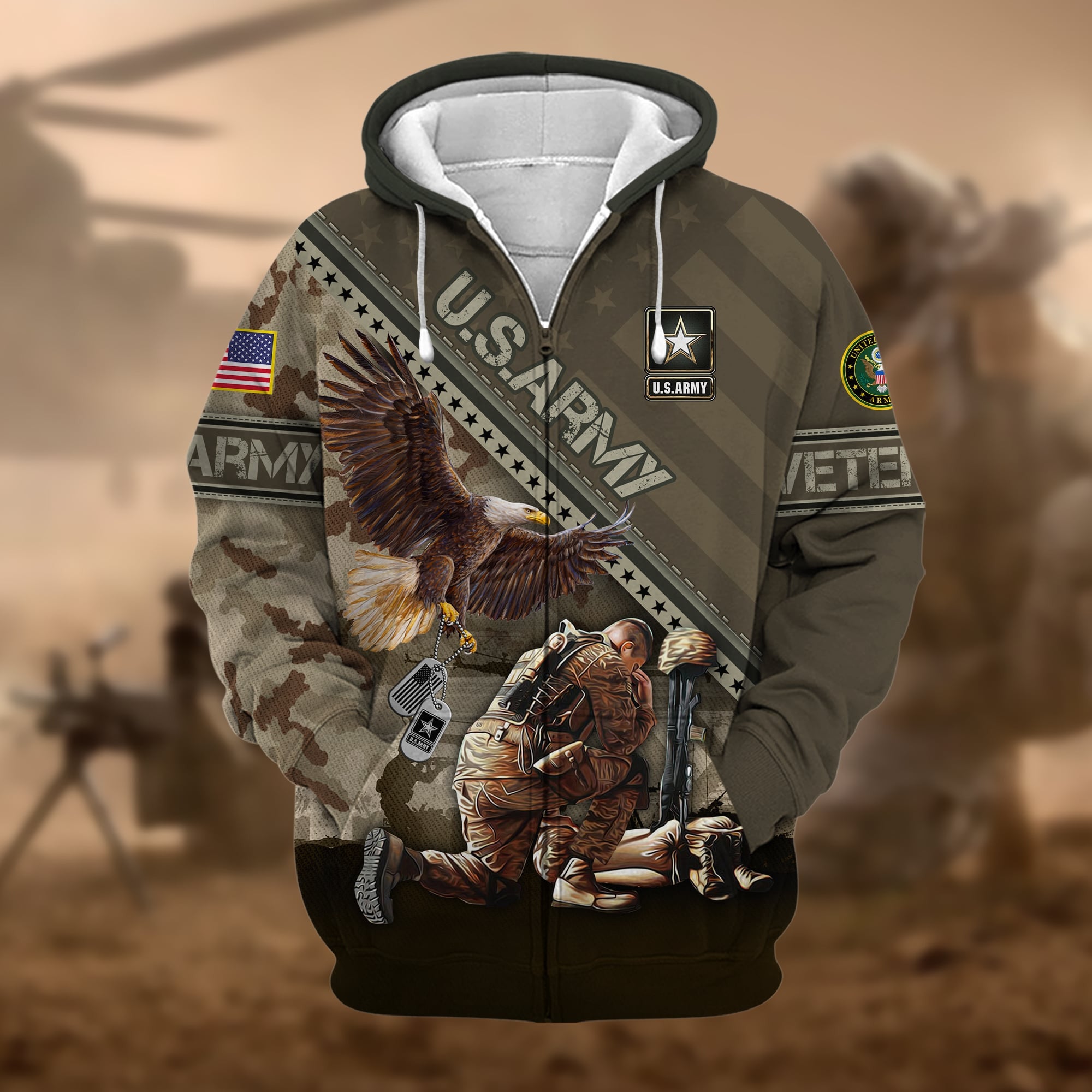 Premium Proudly Served US Veteran Zip Hoodie APVC080901