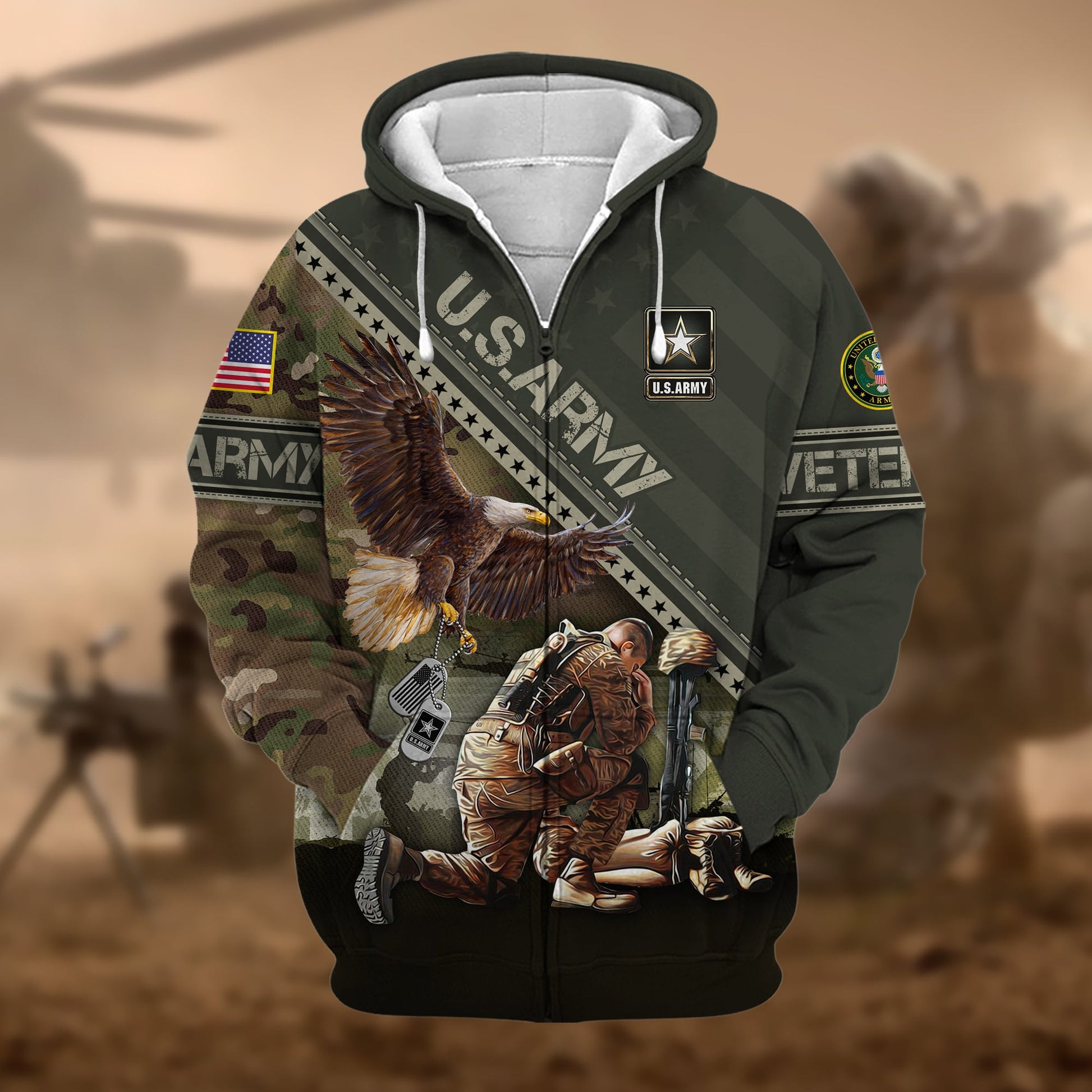 Premium Proudly Served US Veteran Zip Hoodie APVC080901