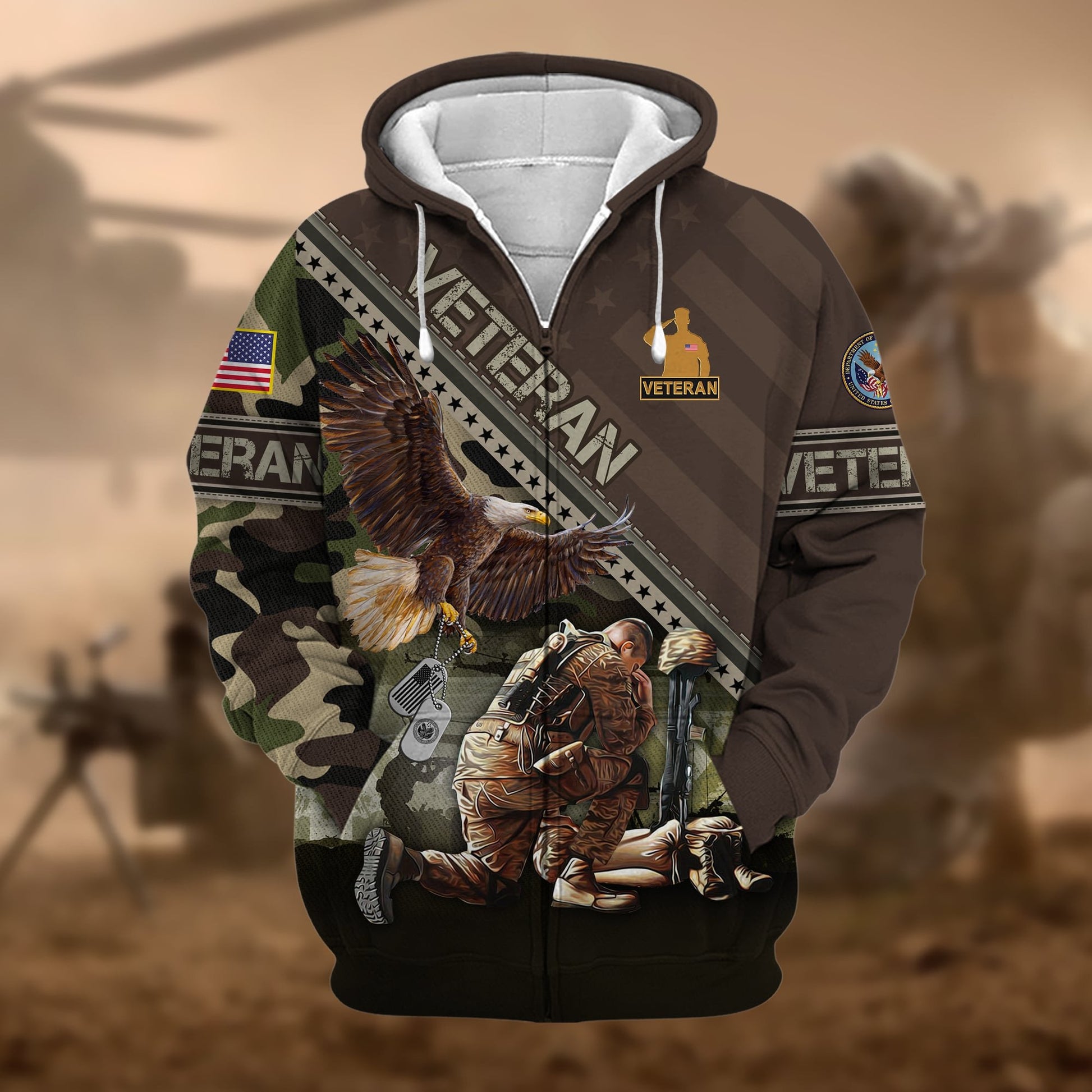 Premium Proudly Served US Veteran Zip Hoodie APVC080901