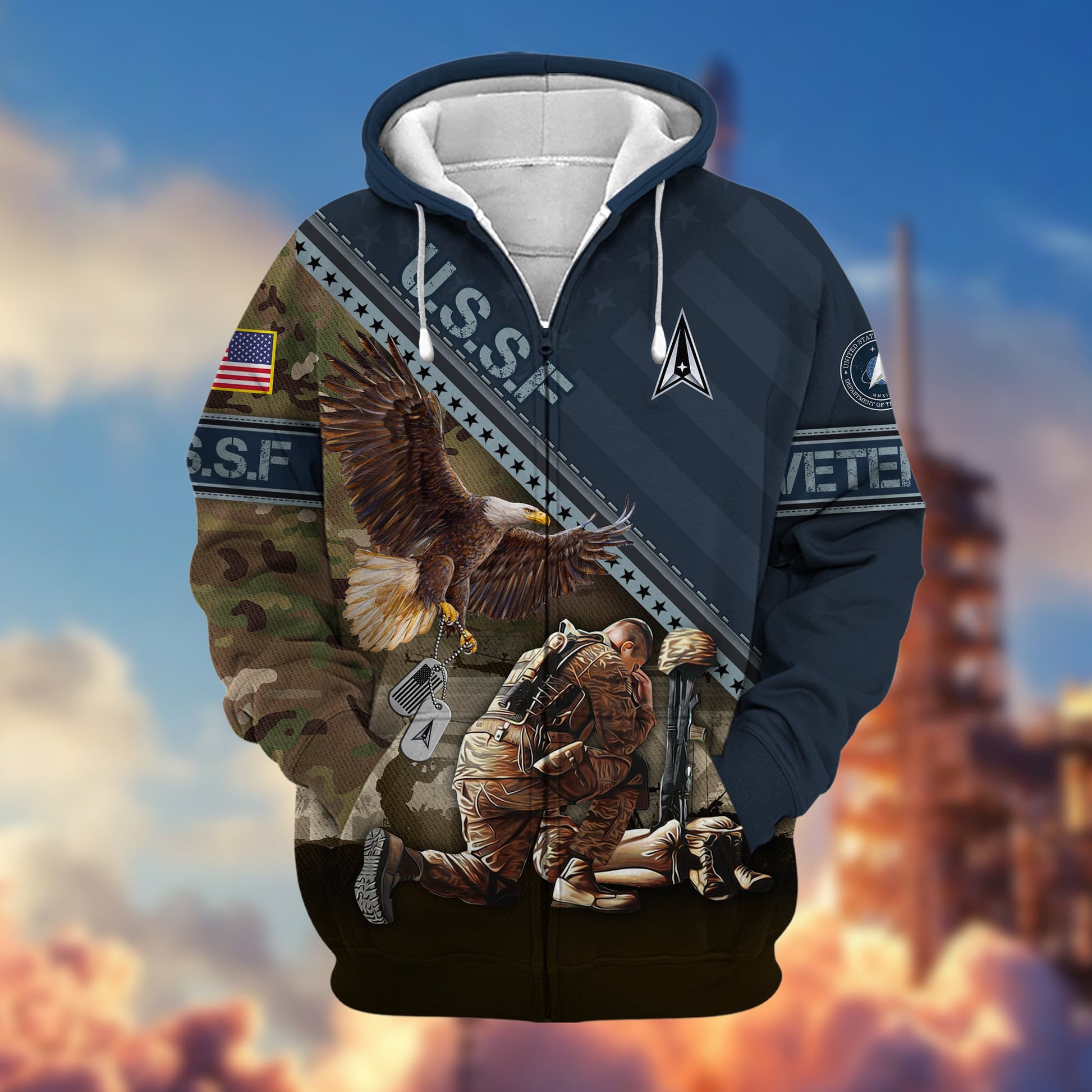 Premium Proudly Served US Veteran Zip Hoodie APVC080901