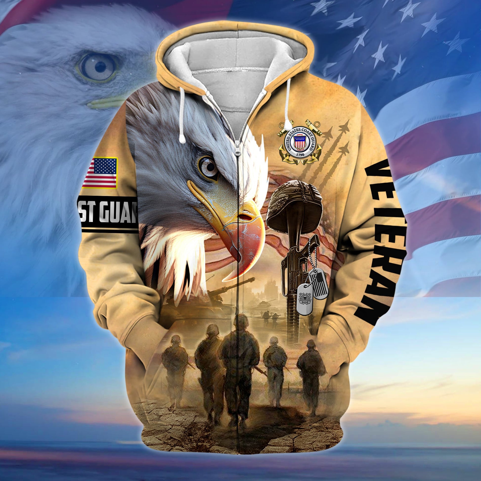 Premium Honoring All Who Served US Veteran Zip Hoodie APVC080902