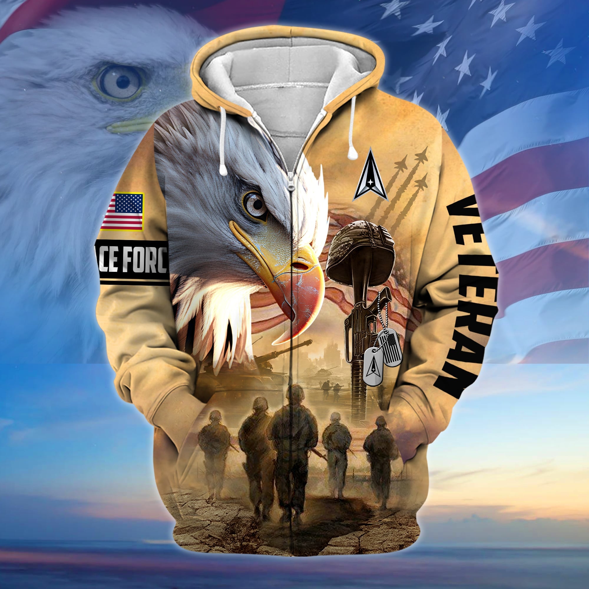 Premium Honoring All Who Served US Veteran Zip Hoodie APVC080902