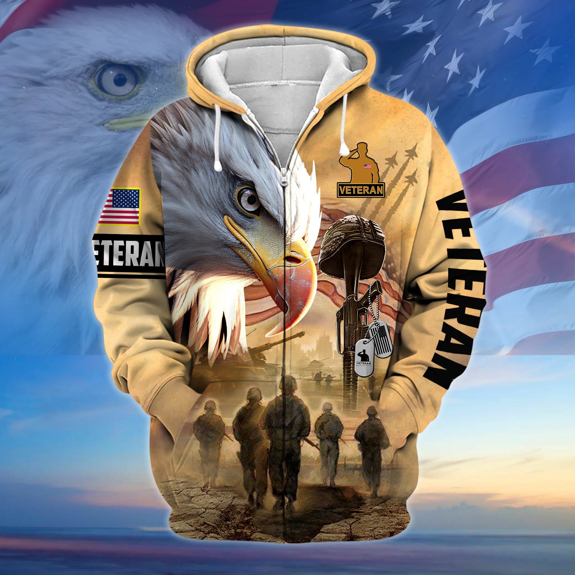 Premium Honoring All Who Served US Veteran Zip Hoodie APVC080902