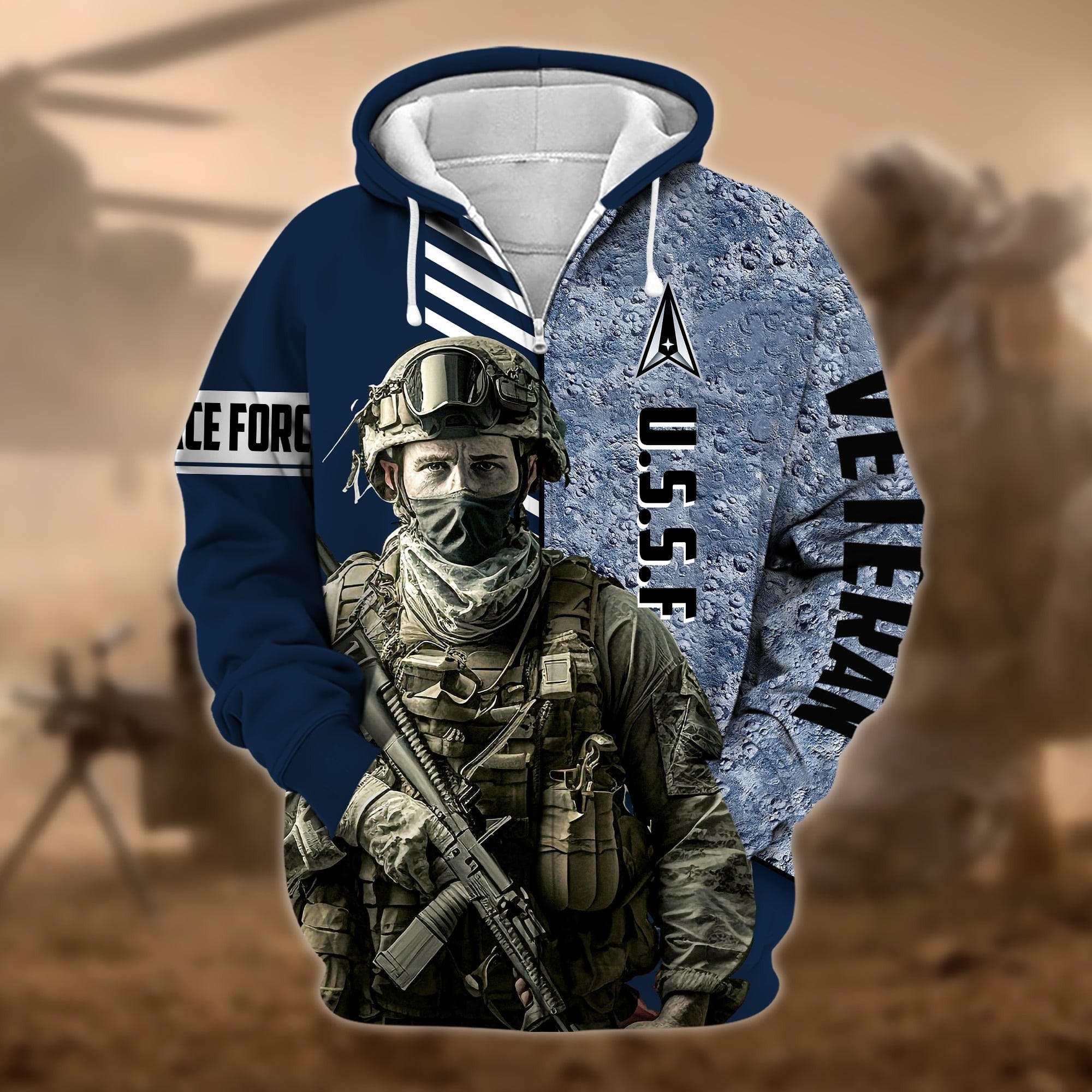 Premium Camo Soldiers US Veteran Zip Hoodie APVC110901