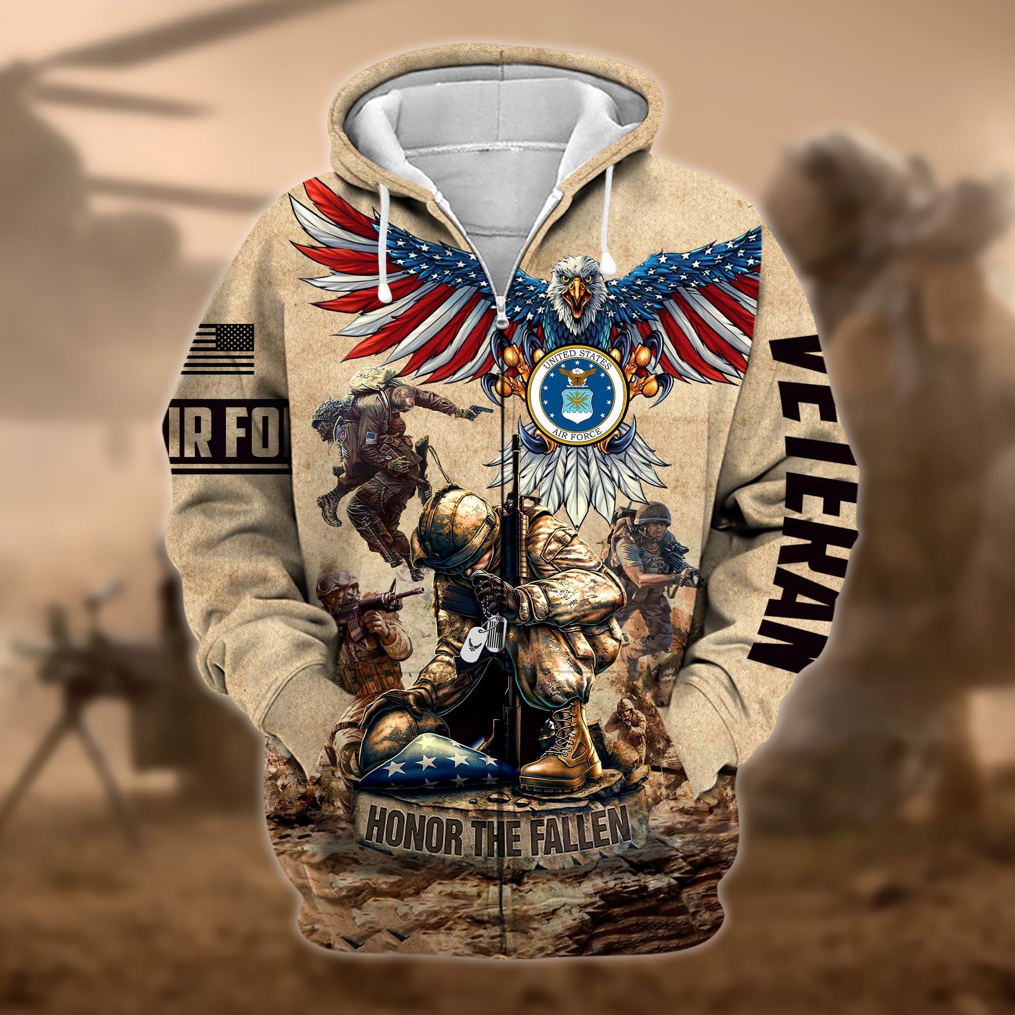 Premium Honoring All Who Served US Veteran Zip Hoodie APVC130905