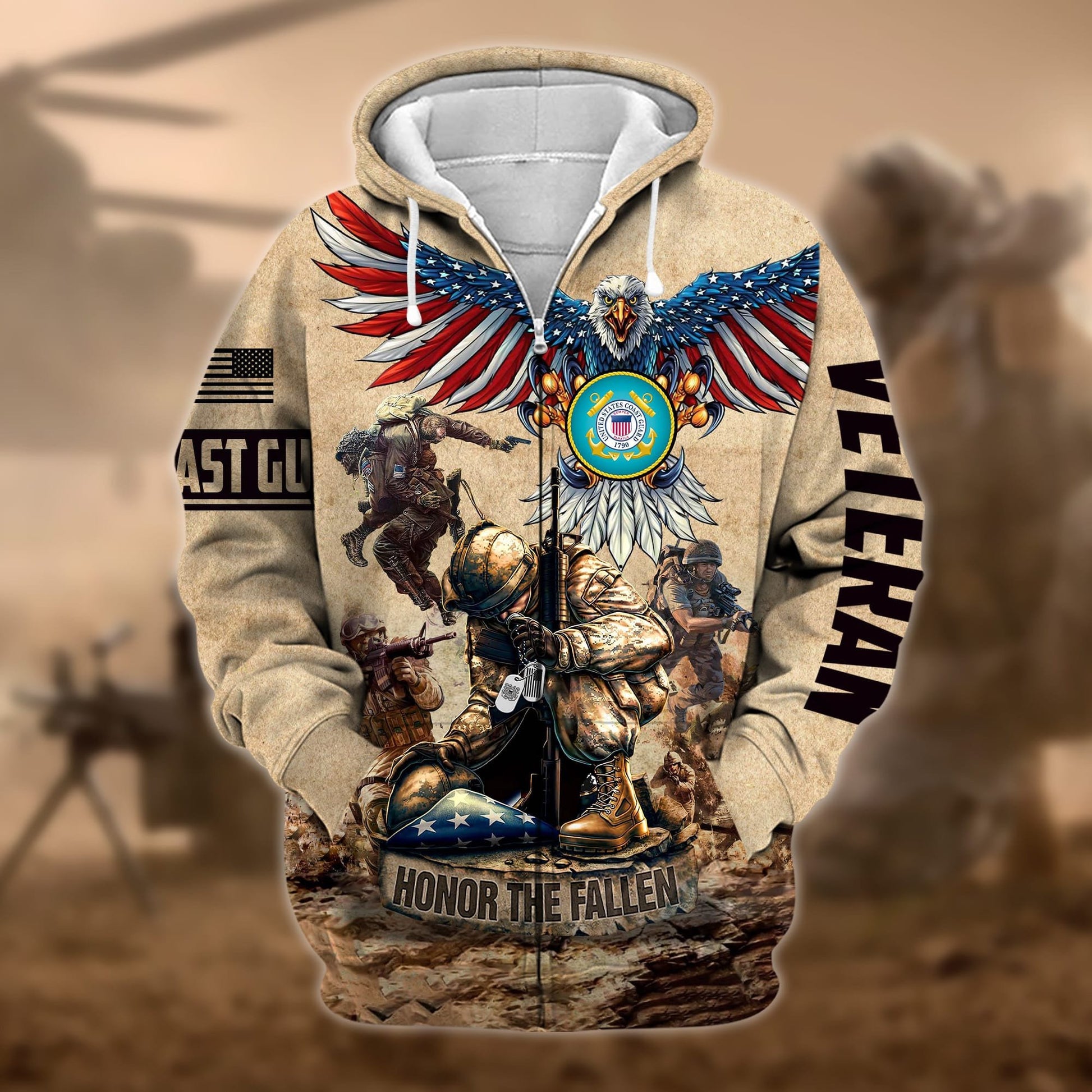 Premium Honoring All Who Served US Veteran Zip Hoodie APVC130905