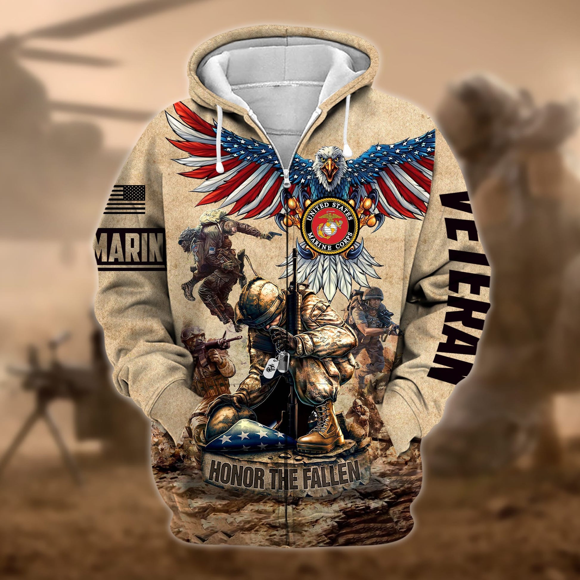 Premium Honoring All Who Served US Veteran Zip Hoodie APVC130905
