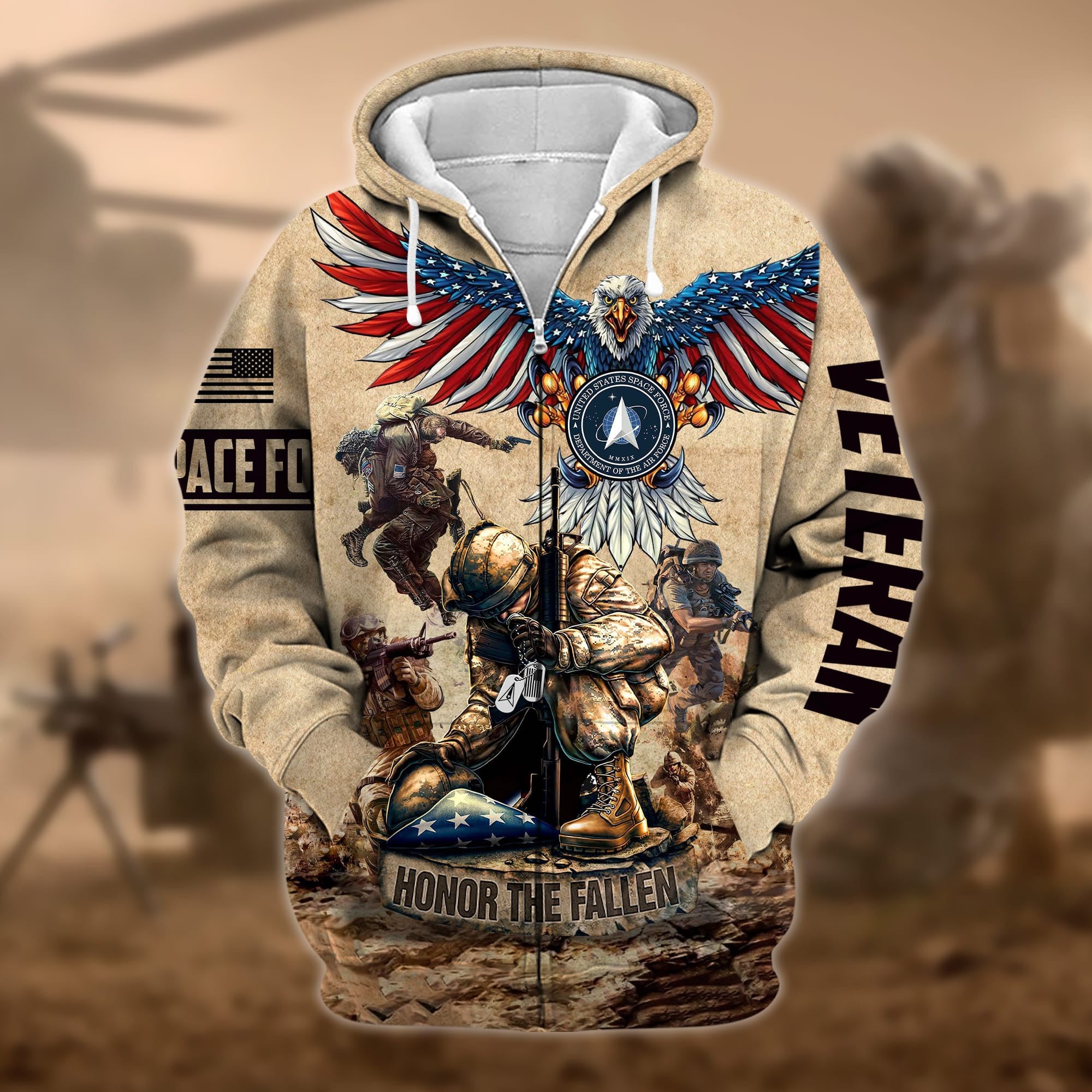 Premium Honoring All Who Served US Veteran Zip Hoodie APVC130905