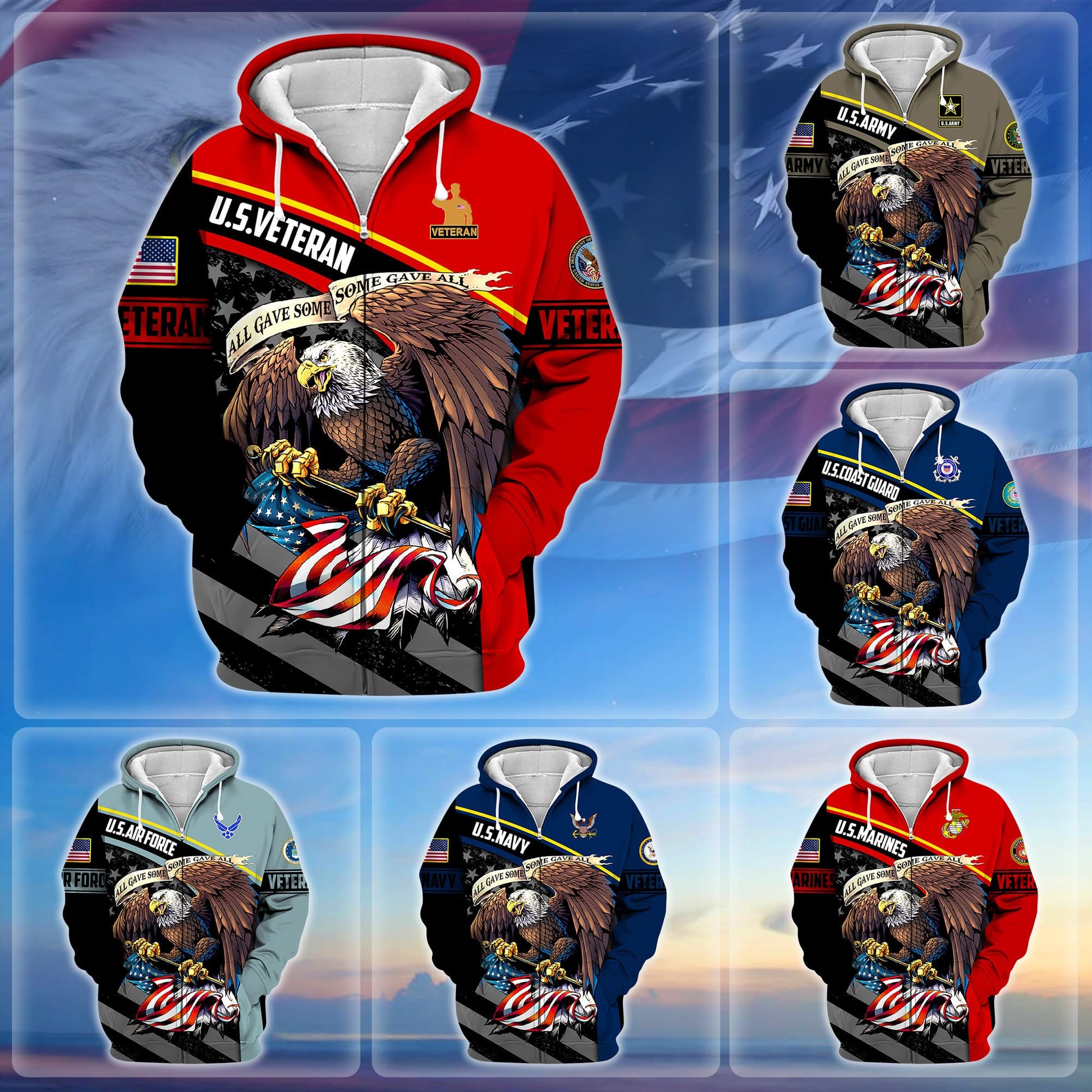 Premium All Gave Some Some Gave All US Veteran Zip Hoodie APVC140902