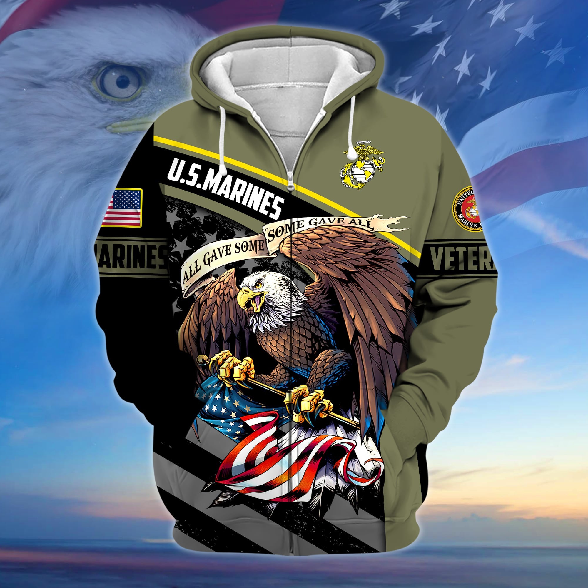 Premium All Gave Some Some Gave All US Veteran Zip Hoodie APVC140902