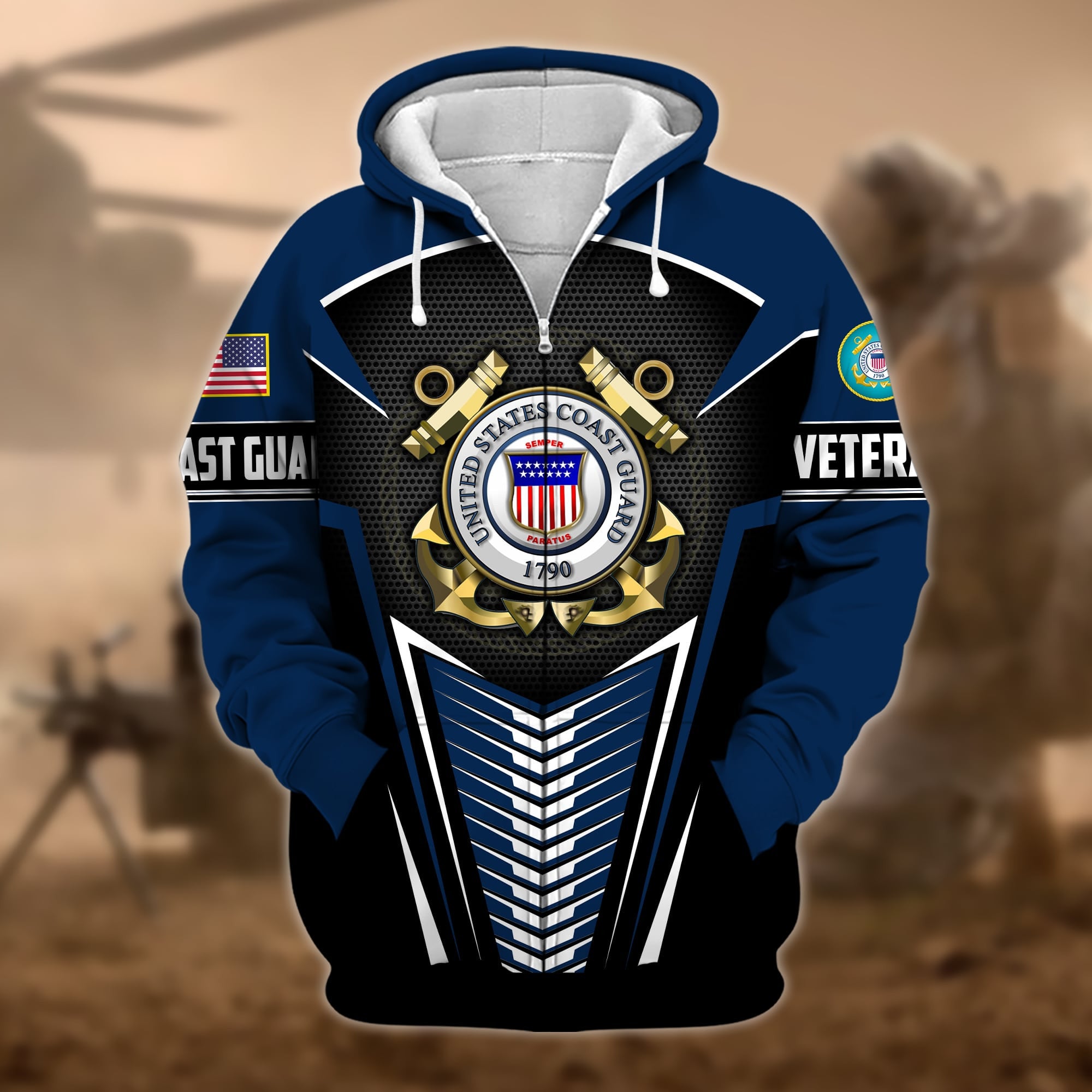 Premium Proudly Served US Veteran Zip Hoodie APVC180901