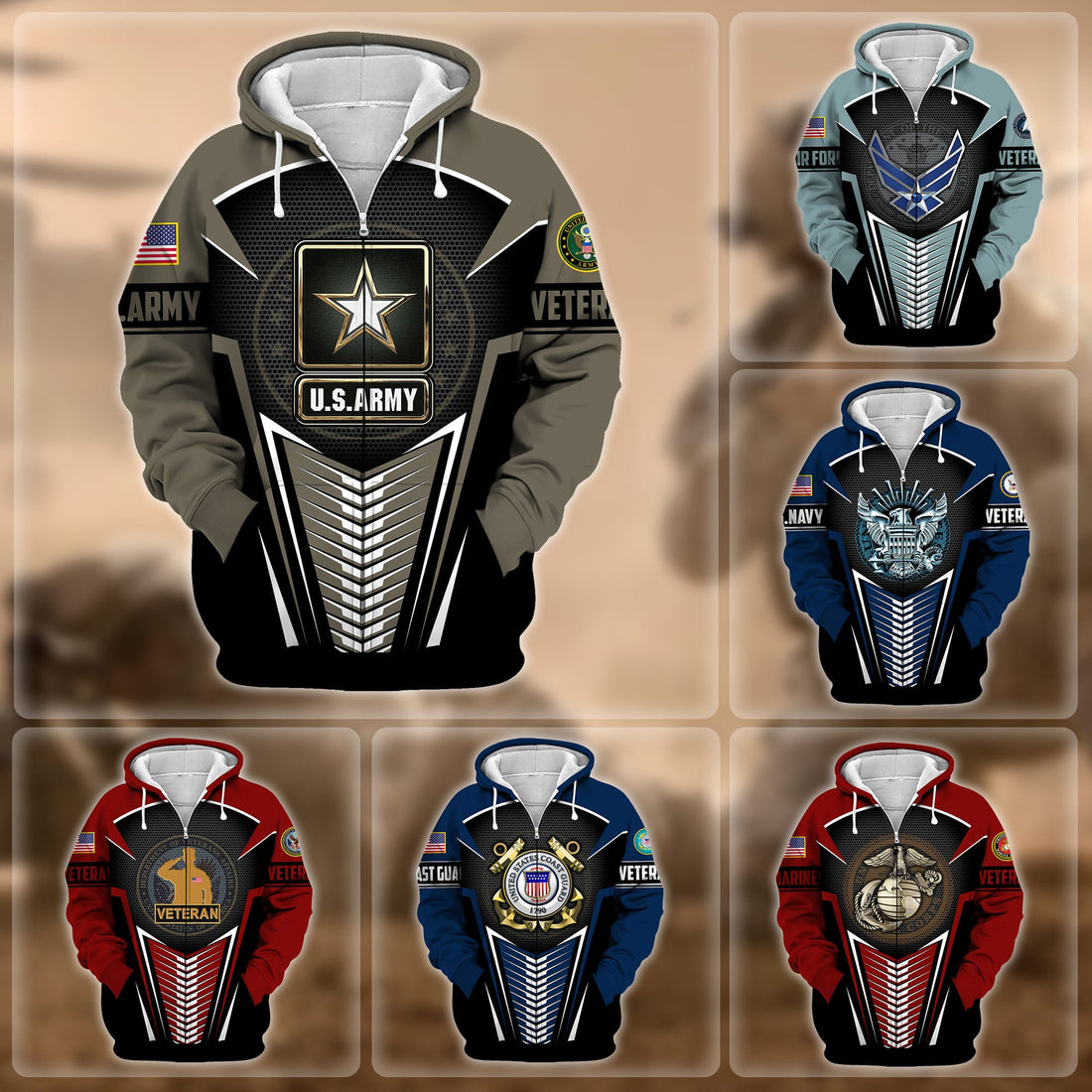 Premium Proudly Served US Veteran Zip Hoodie APVC180901