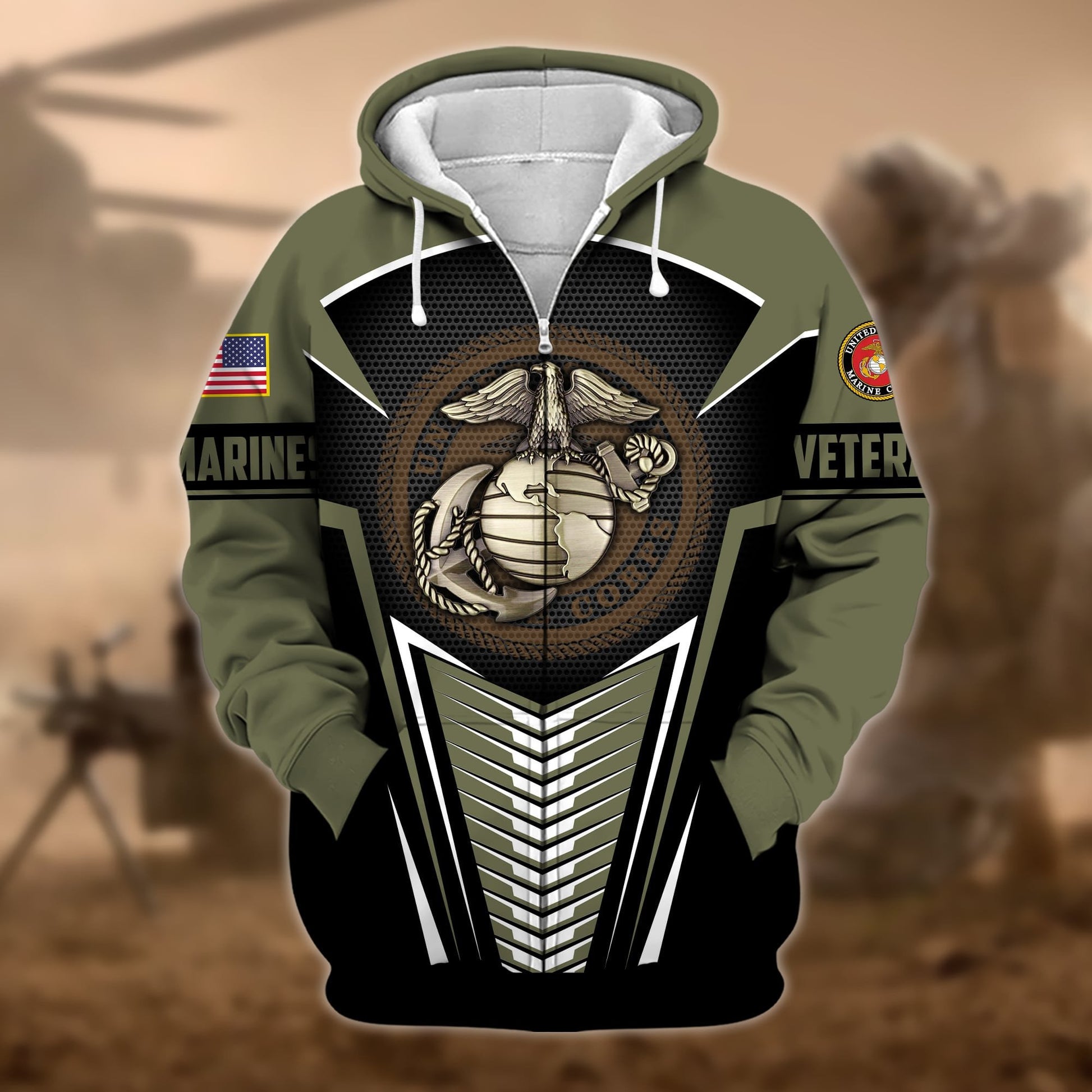 Premium Proudly Served US Veteran Zip Hoodie APVC180901