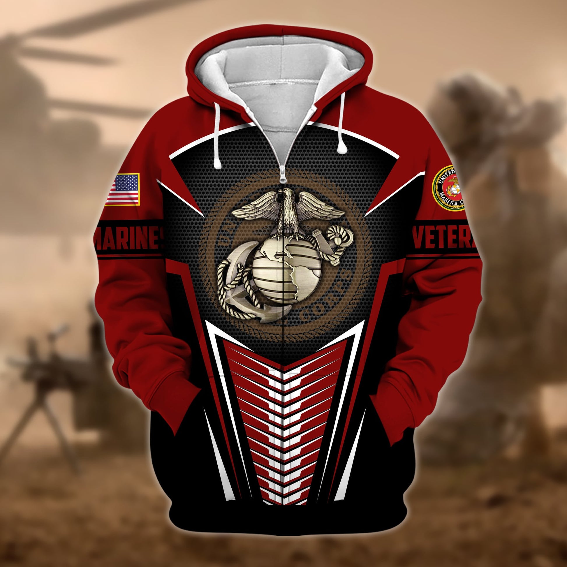 Premium Proudly Served US Veteran Zip Hoodie APVC180901