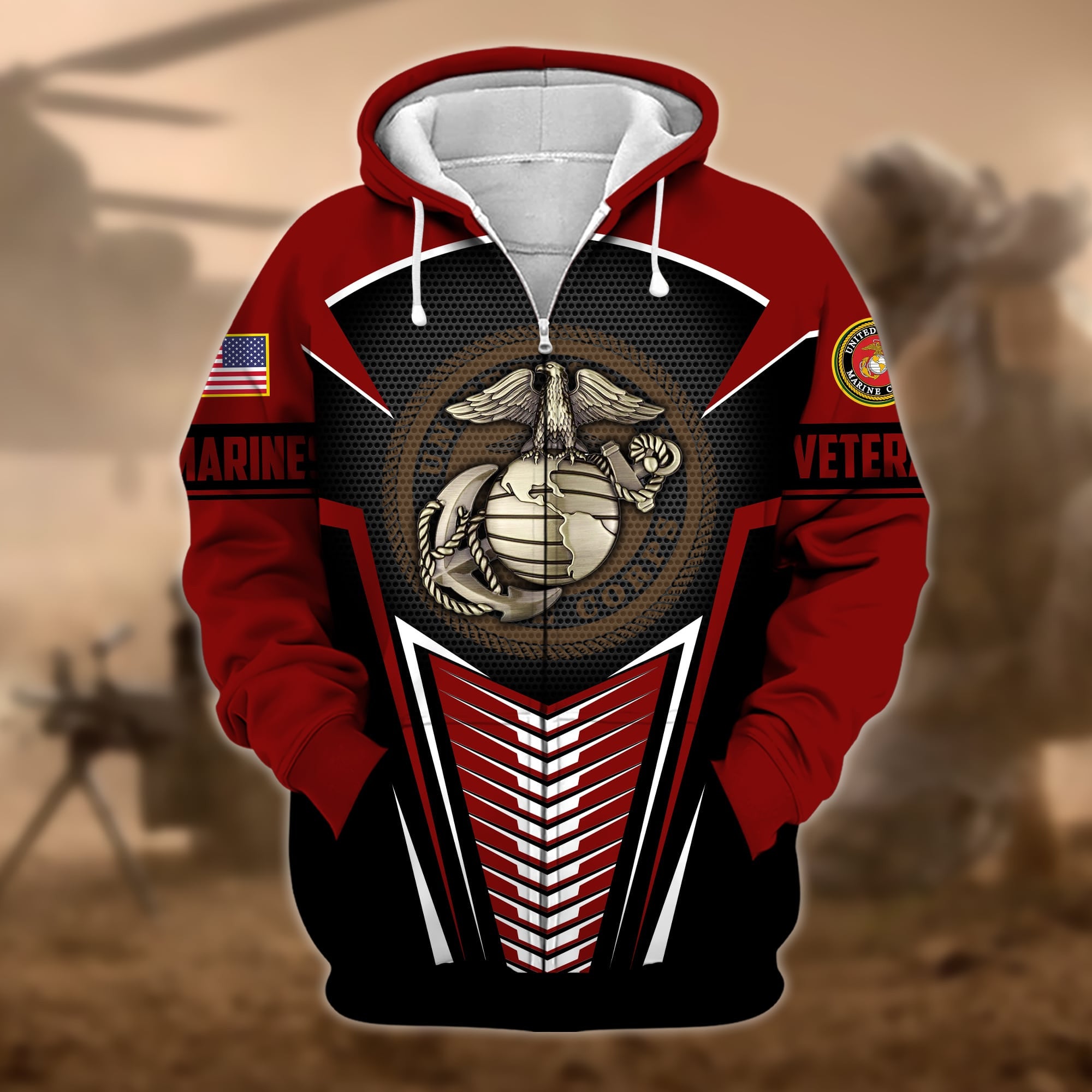 Premium Proudly Served US Veteran Zip Hoodie APVC180901