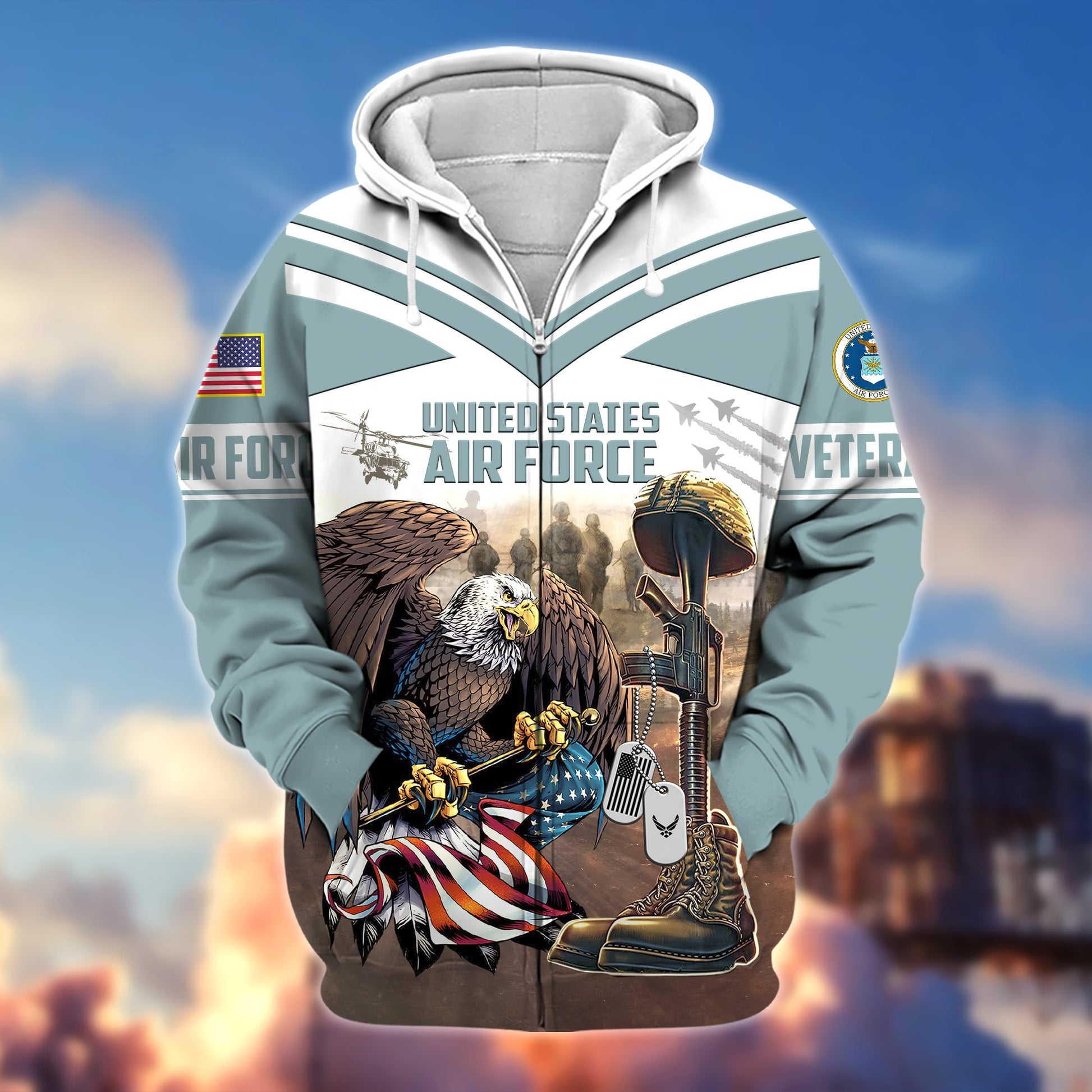 Premium Proudly Served US Veteran Zip Hoodie APVC220901