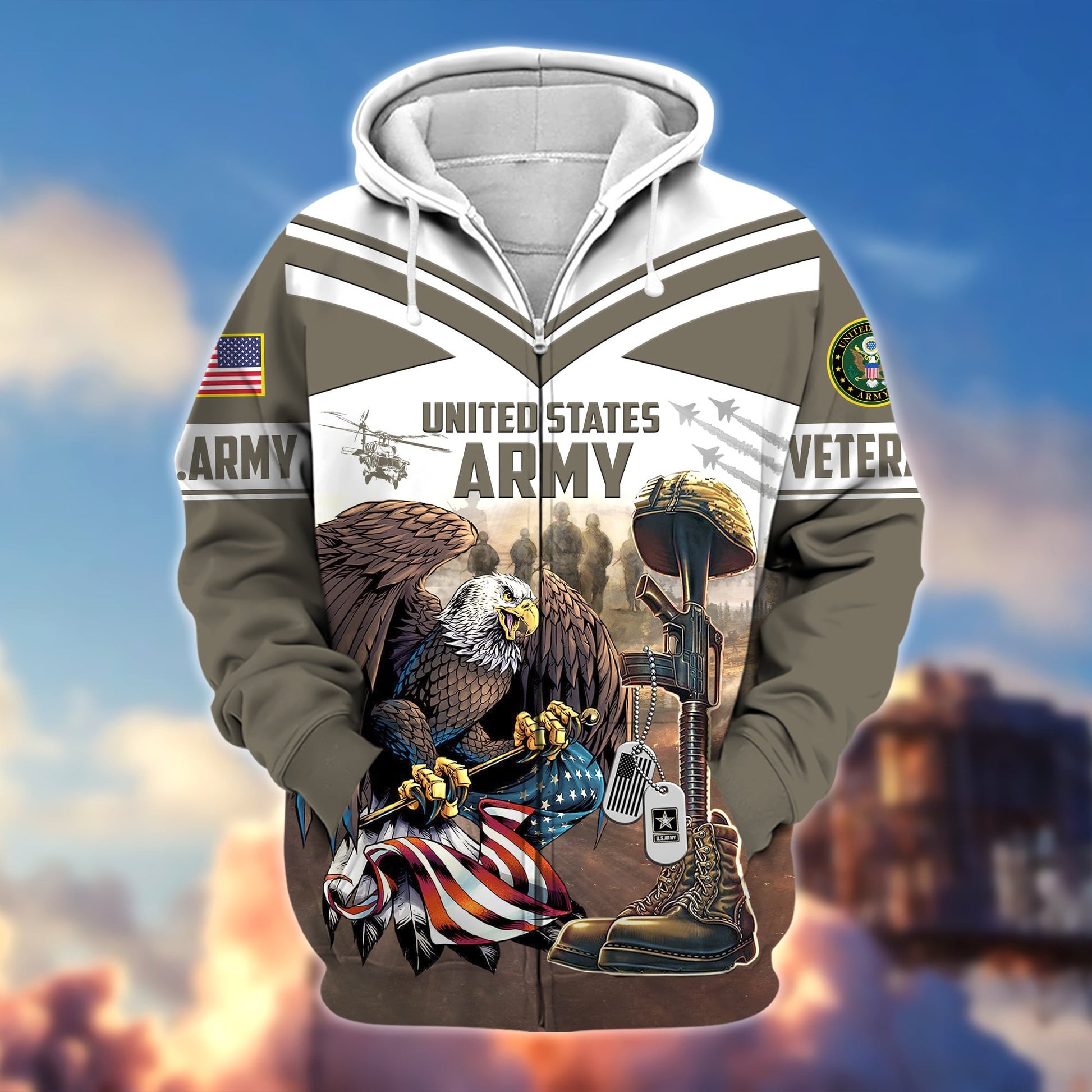 Premium Proudly Served US Veteran Zip Hoodie APVC220901