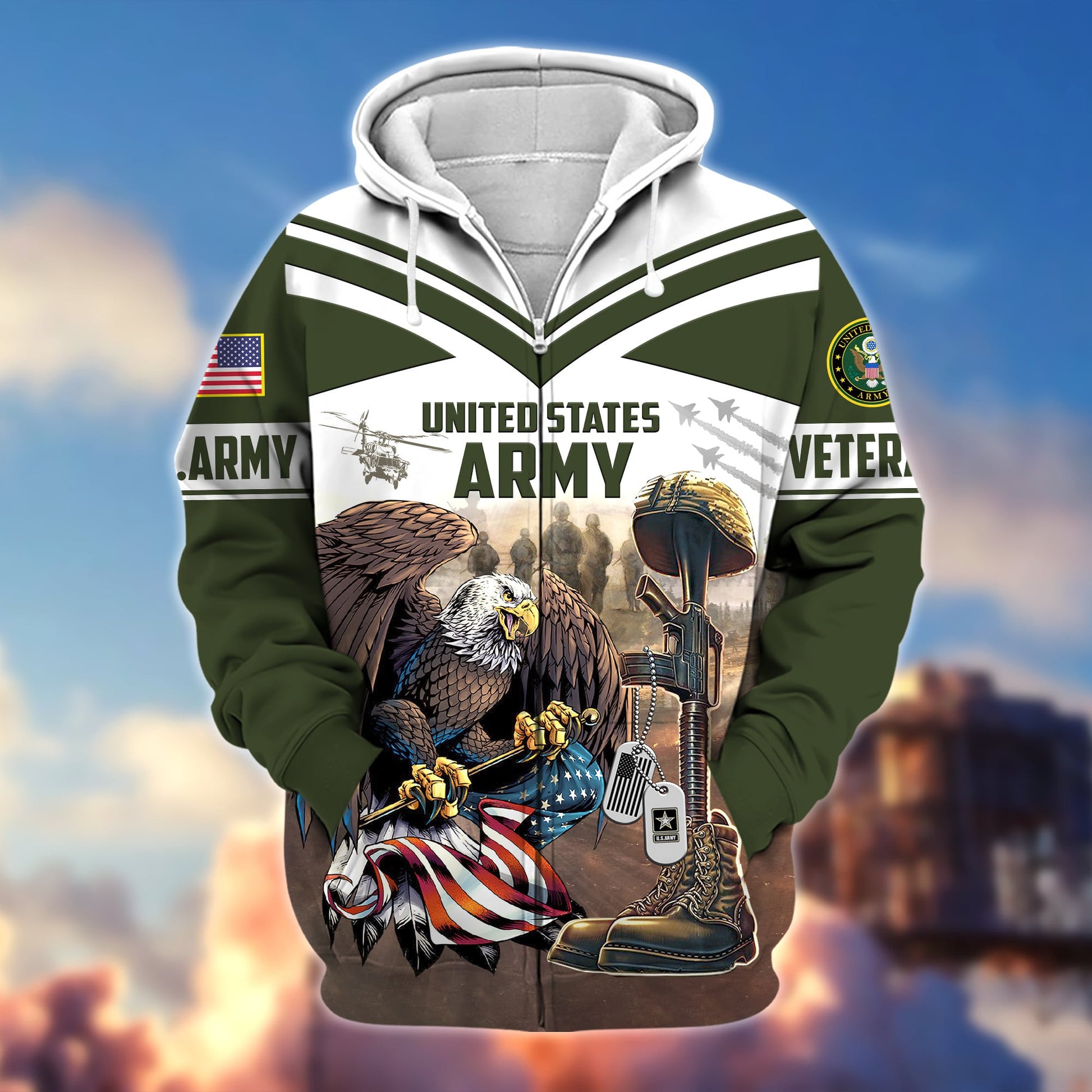 Premium Proudly Served US Veteran Zip Hoodie APVC220901