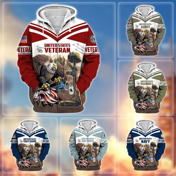 Premium Proudly Served US Veteran Zip Hoodie APVC220901