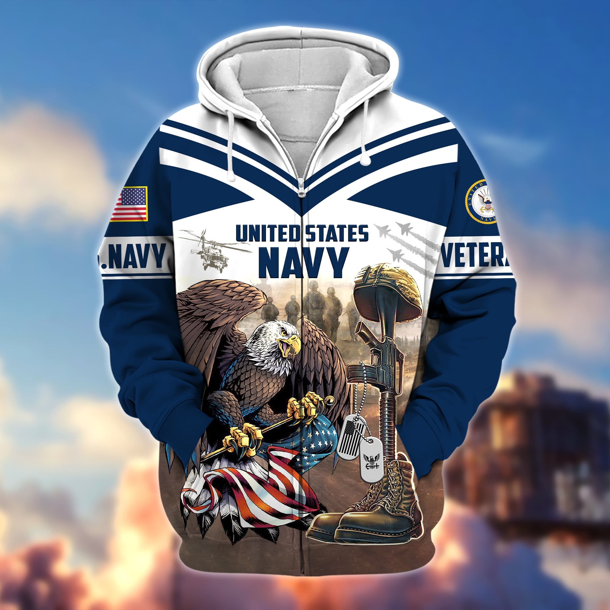 Premium Proudly Served US Veteran Zip Hoodie APVC220901