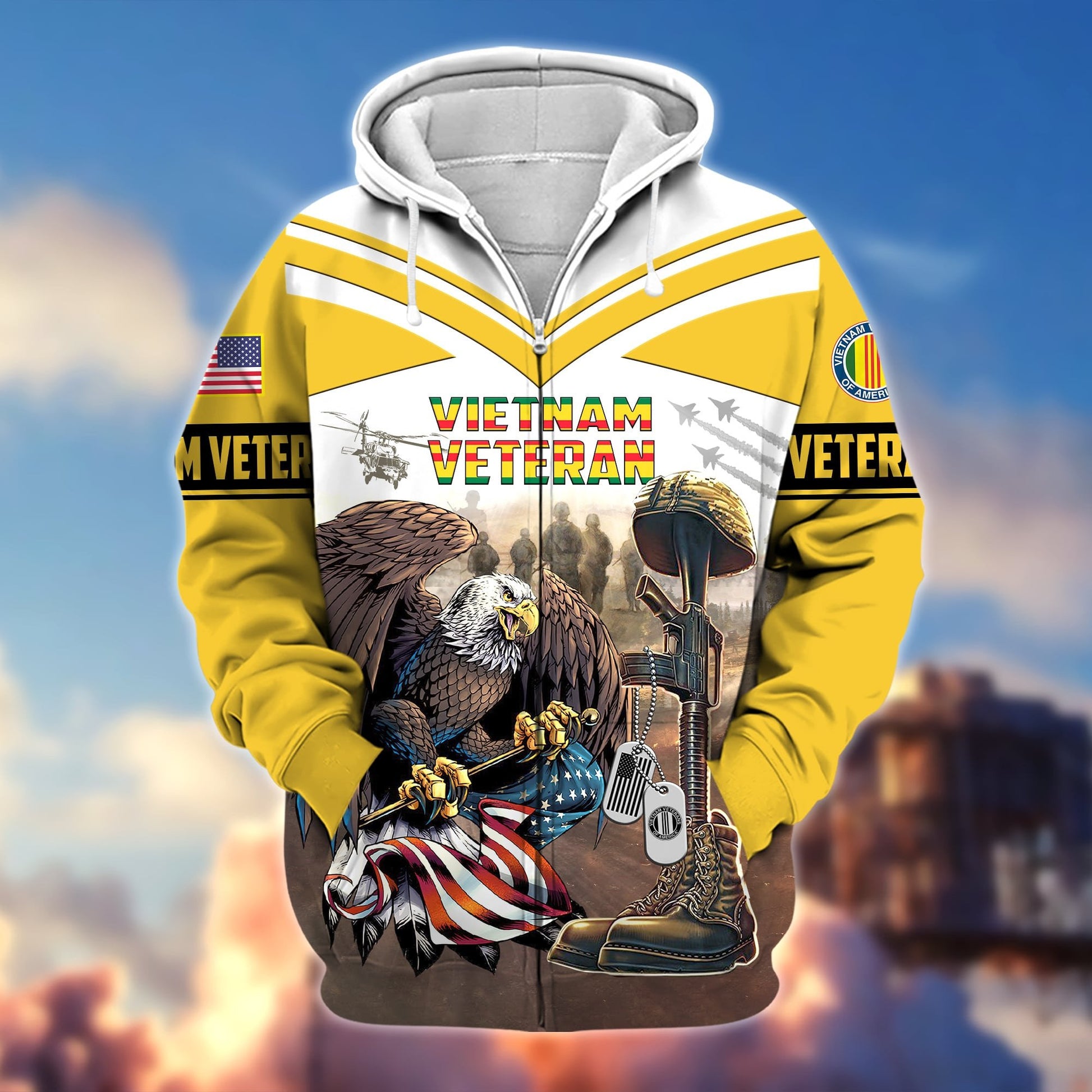 Premium Proudly Served US Veteran Zip Hoodie APVC220901