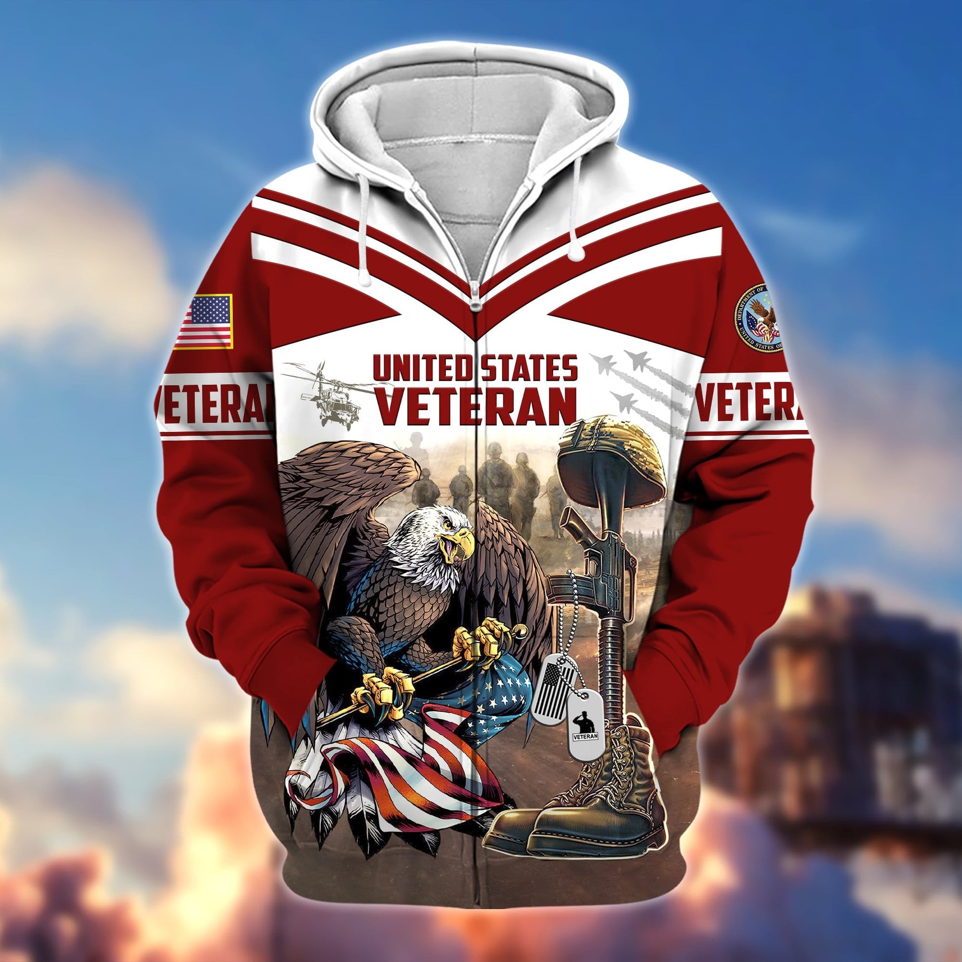 Premium Proudly Served US Veteran Zip Hoodie APVC220901