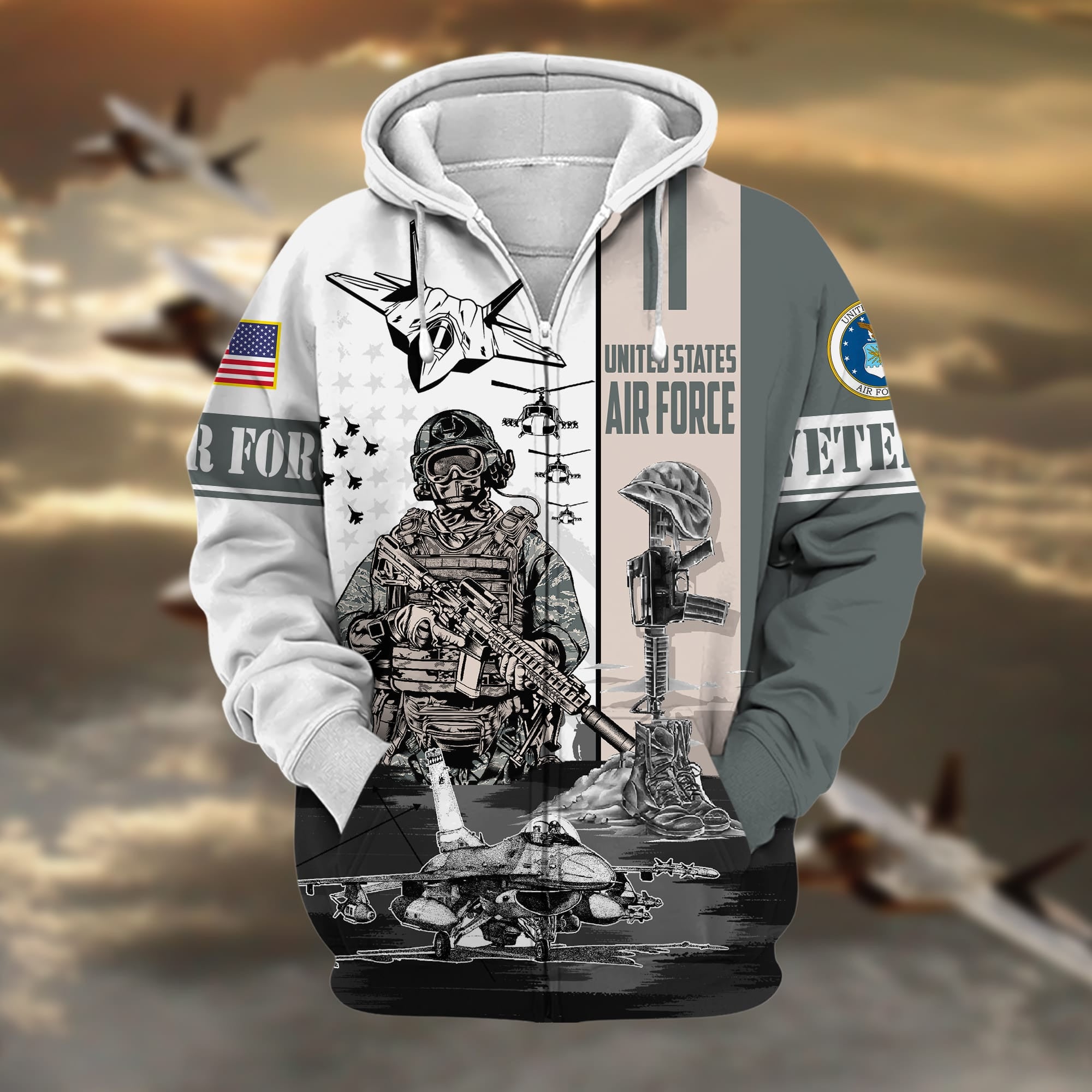Premium Honoring All Who Served US Veteran Zip Hoodie APVC220904