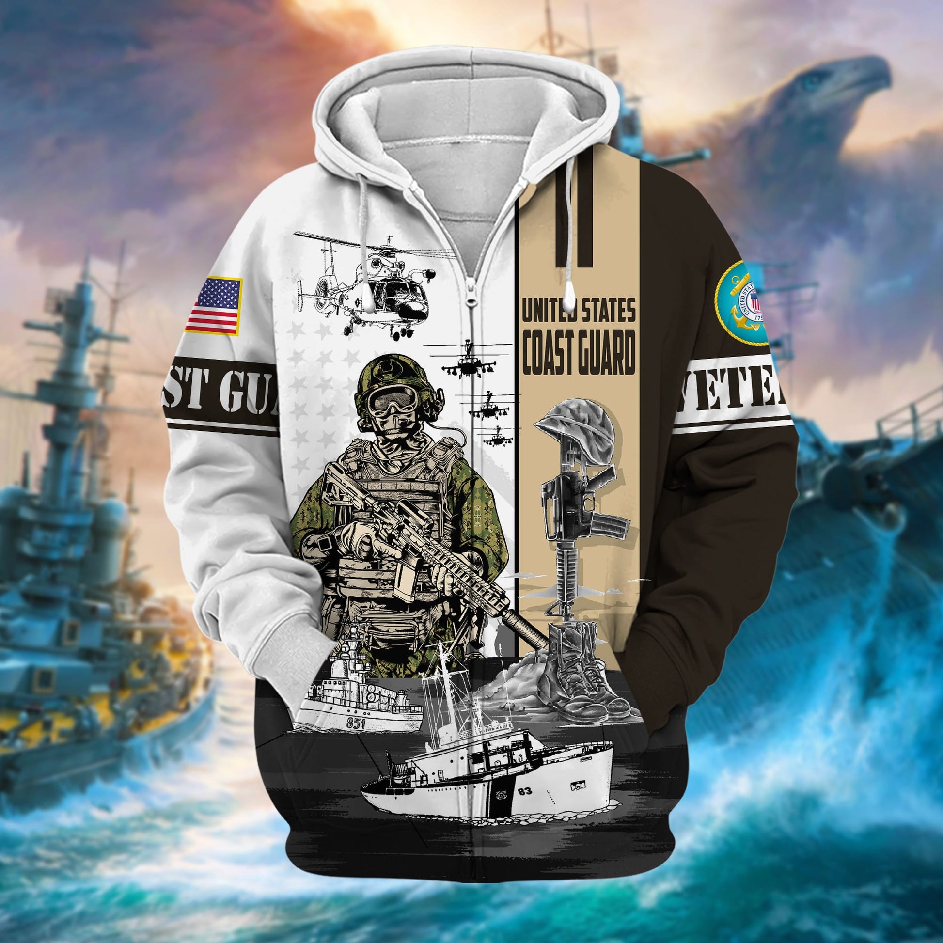 Premium Honoring All Who Served US Veteran Zip Hoodie APVC220904