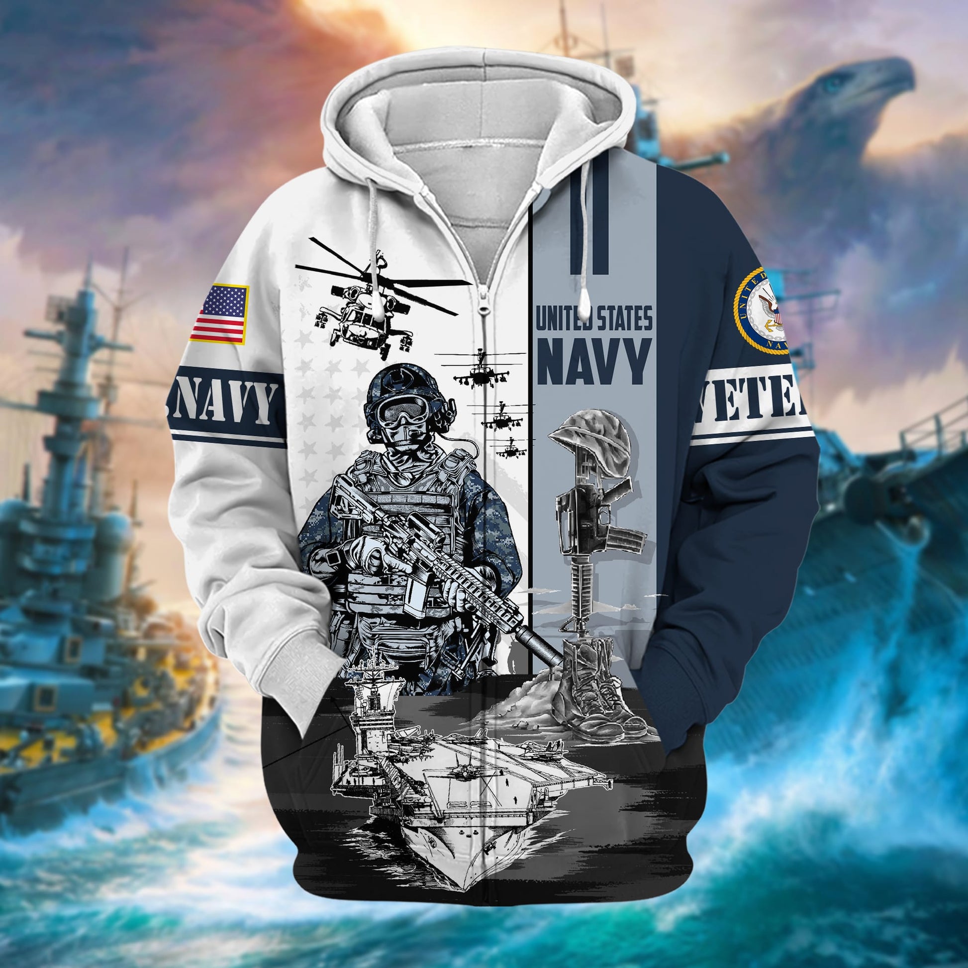 Premium Honoring All Who Served US Veteran Zip Hoodie APVC220904