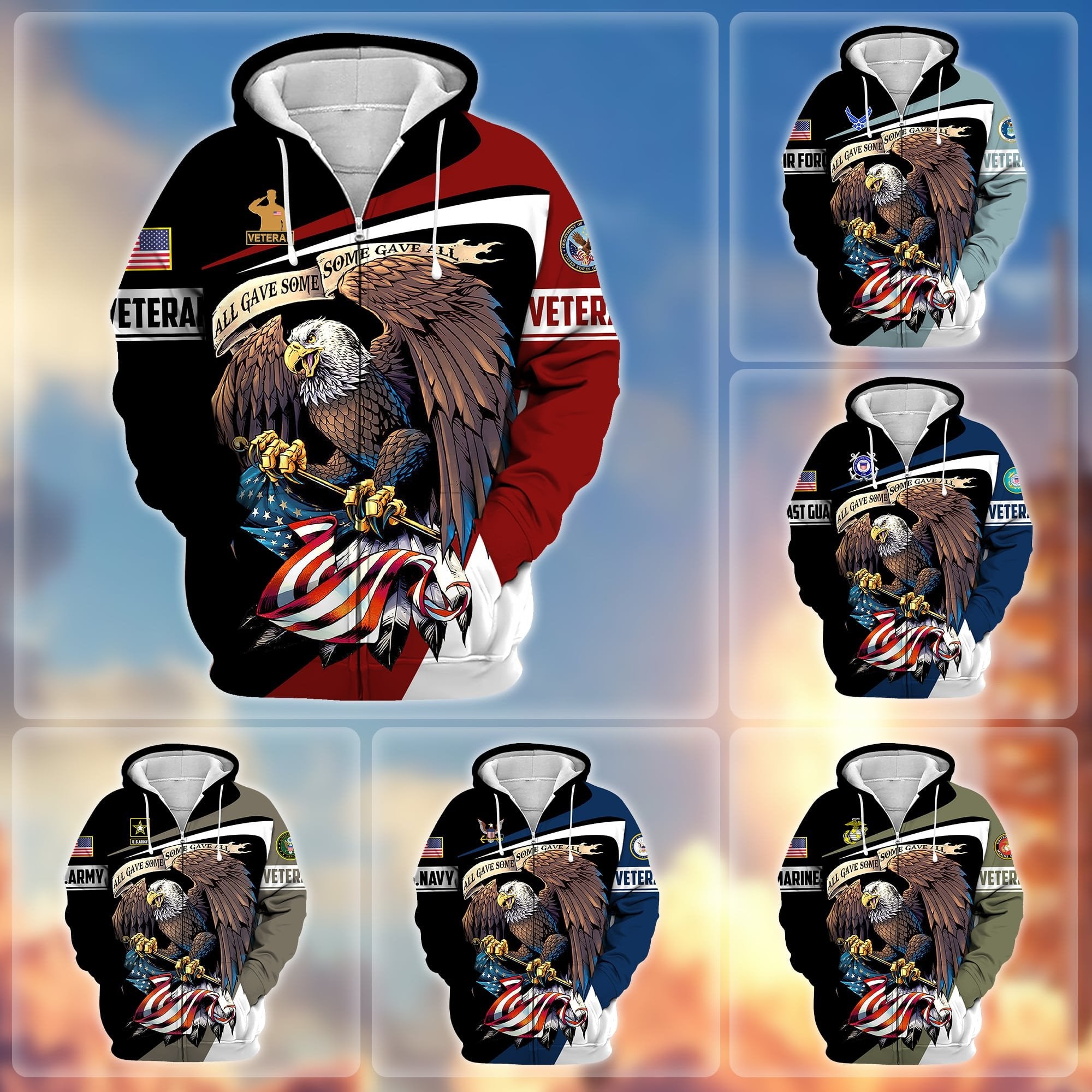 Premium Eagle US Veteran Zip Hoodie APVC220902